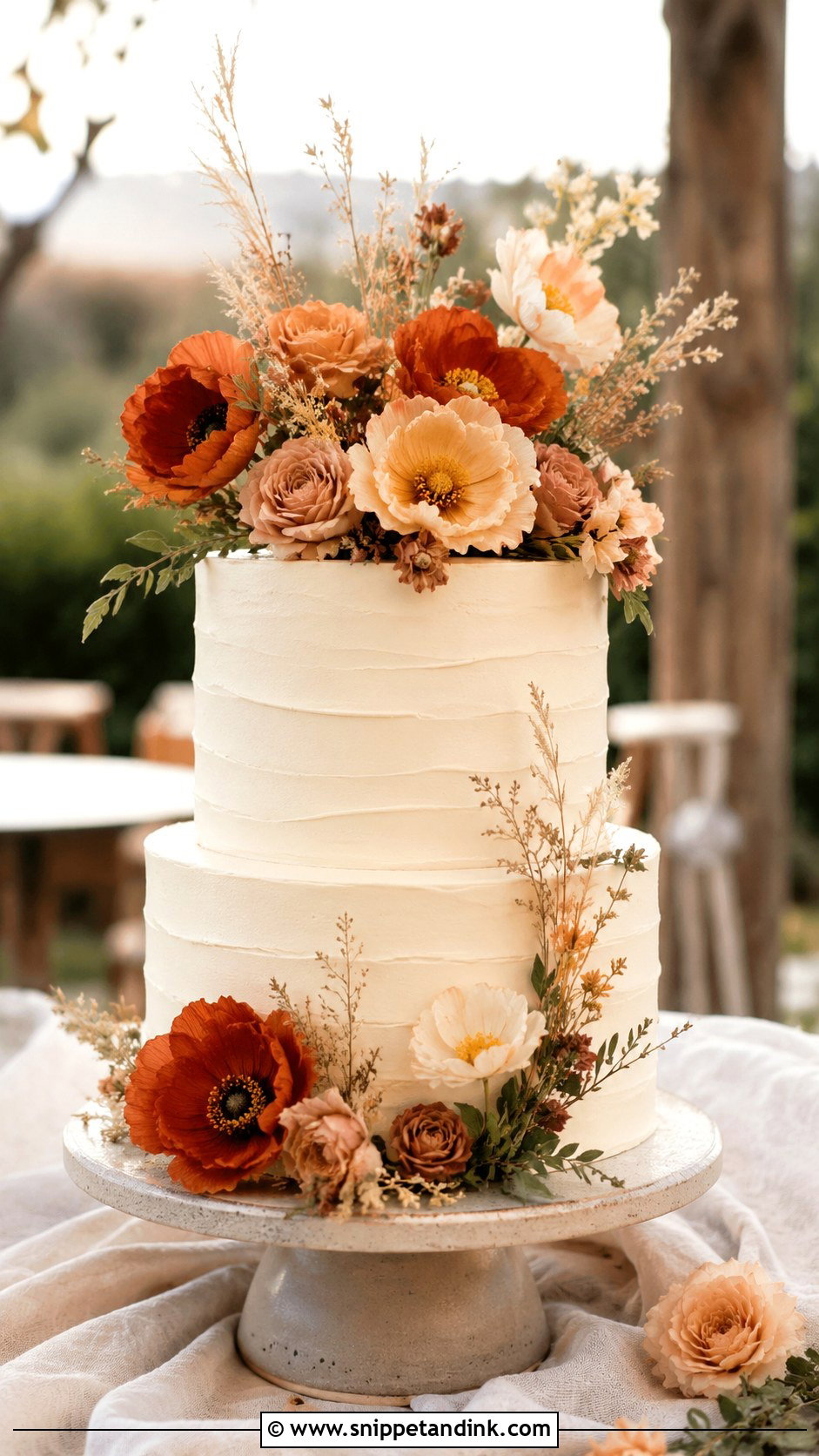 Boho Poppy Wedding Cake - Snippet and Ink - 25 Wedding Cake Ideas with Poppies