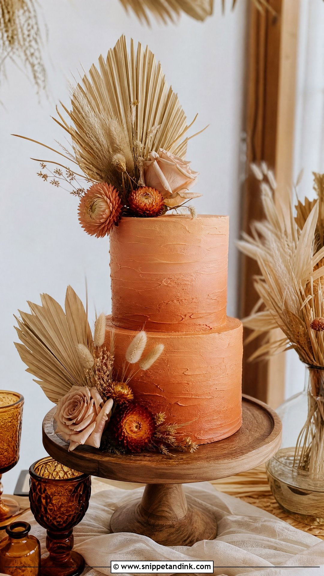 Boho Rust Orange Wedding Cake - Snippet and Ink - 25 Boho Cake Design Ideas for Wedding