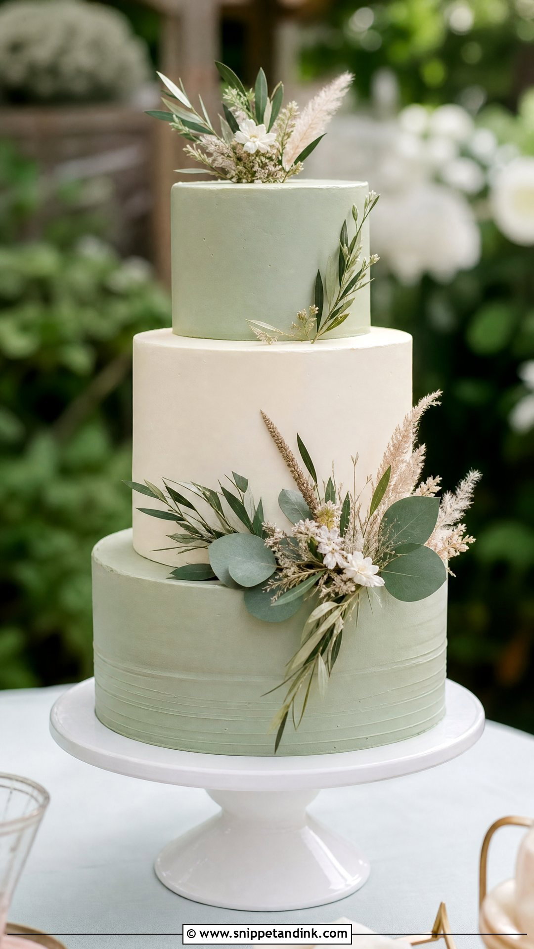 Boho Sage Green Wedding Cake - Snippet and Ink - 25 Boho Cake Design Ideas for Wedding