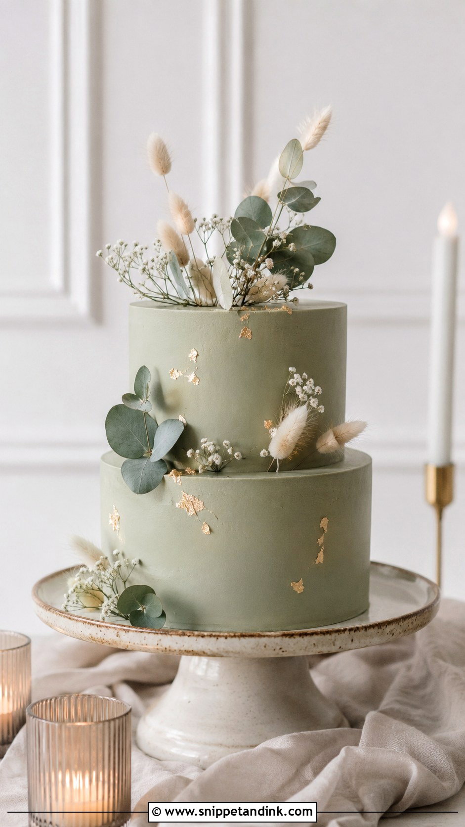 Boho Sage Green Wedding Cake - Snippet and Ink - 20 Boho Style Cake Ideas for Wedding