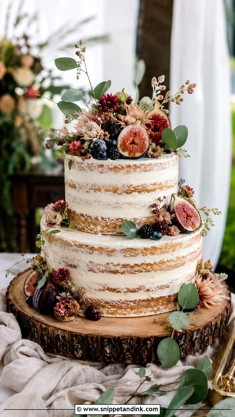 Boho Semi Naked Wedding Cake - Snippet and Ink - 20 Boho Style Cake Ideas for Wedding