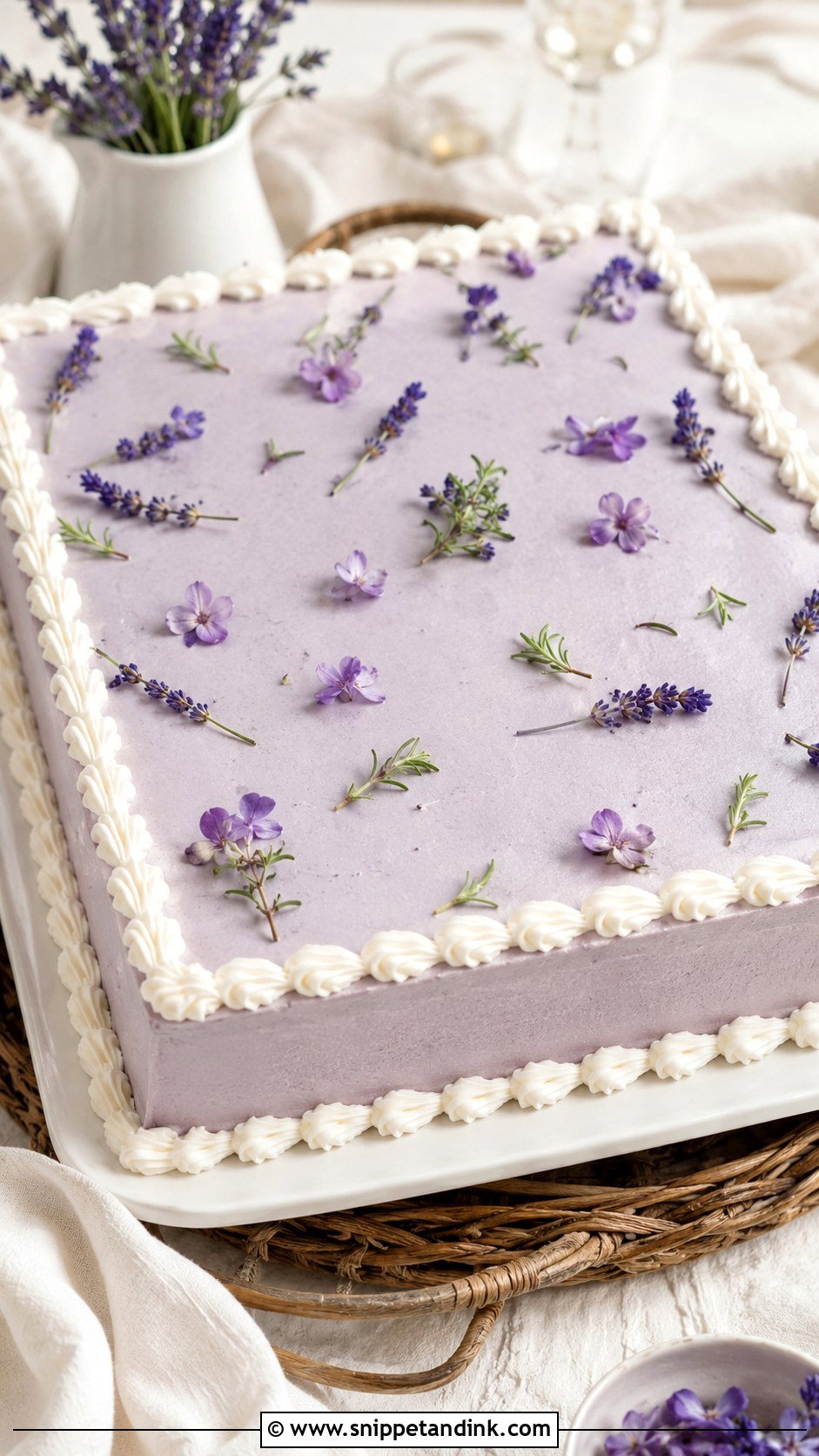 Boho Sheet Cake With Lavender Flowers - Snippet and Ink - 20 Boho Sheet Cake Ideas for Wedding