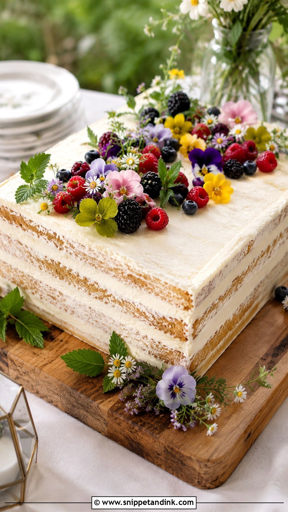 Boho Sheet Cake With Naked Cake Style - Snippet and Ink - 20 Boho Sheet Cake Ideas for Wedding