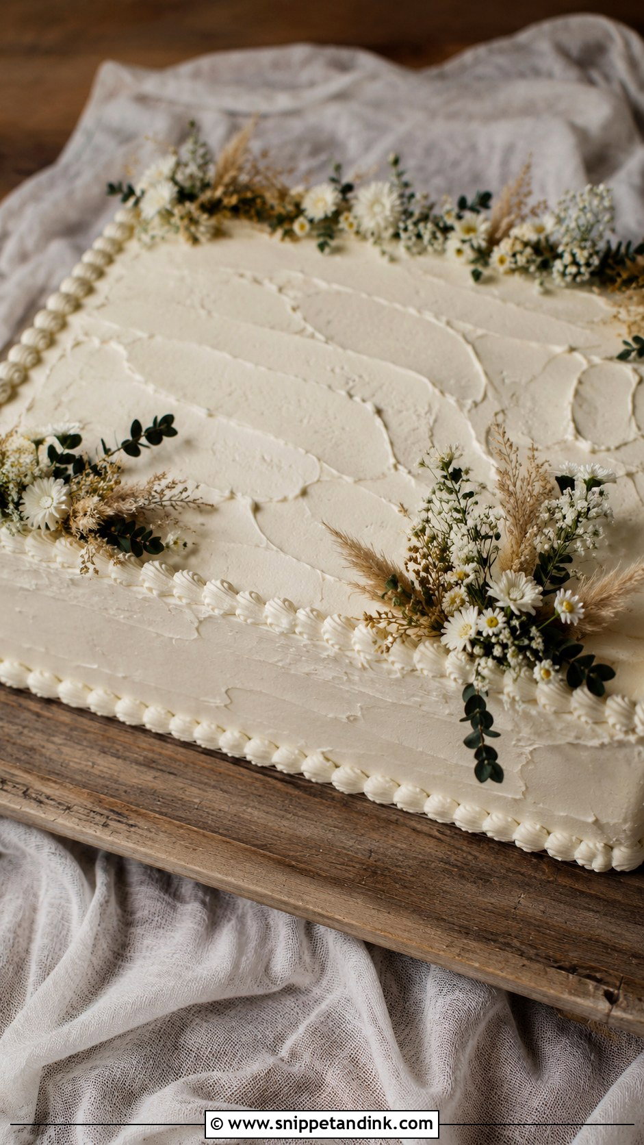 Boho Sheet Cake With Rustic Buttercream - Snippet and Ink - 20 Boho Sheet Cake Ideas for Wedding