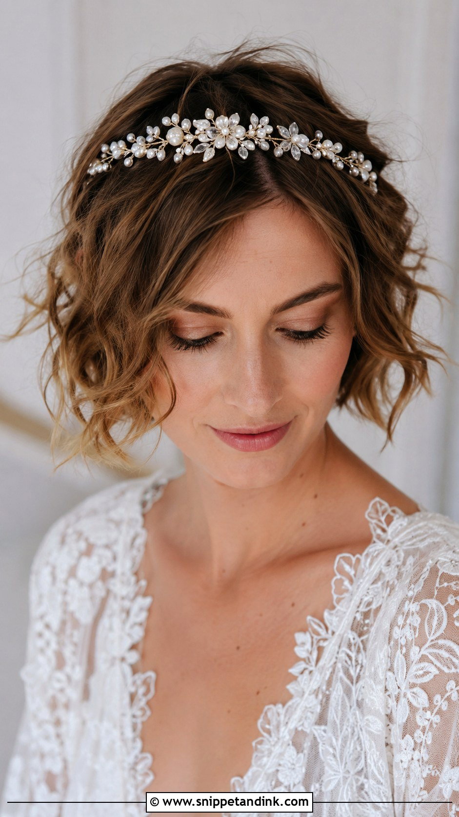 Boho Short Hair With Headband - Snippet and Ink - 20 Bridal Hairstyle for Short Hair Ideas
