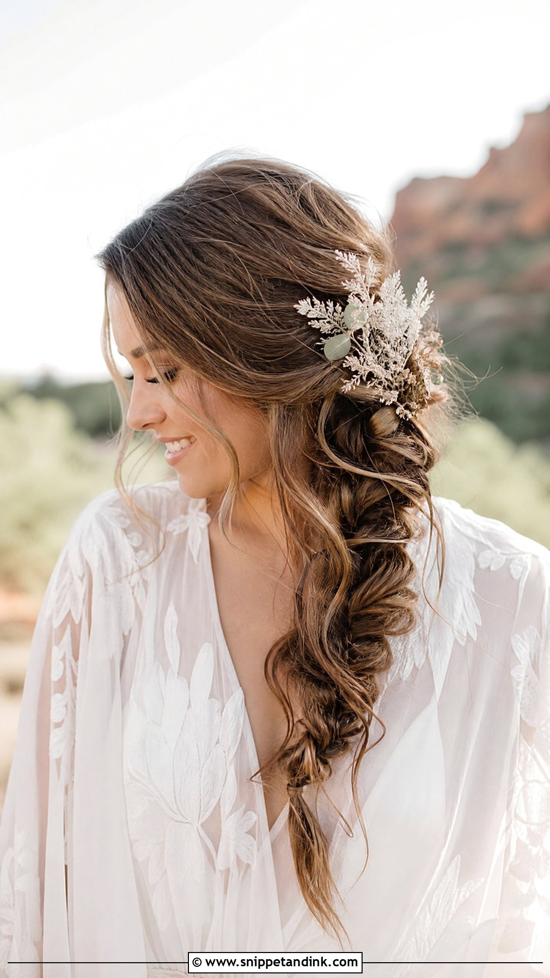 Boho Side Braid With Curls - Snippet and Ink - 20 Side Wedding Hair Ideas