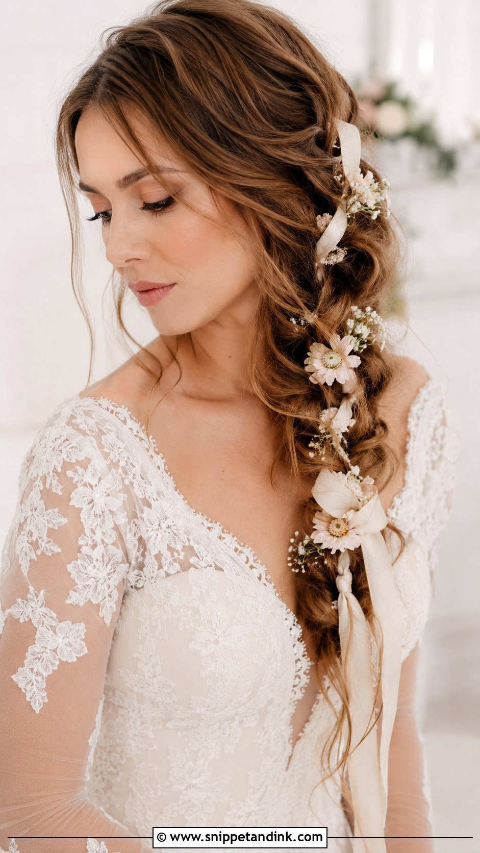 Boho Side Braid With Ribbon - Snippet and Ink - 20 Hippie Wedding Hair Ideas