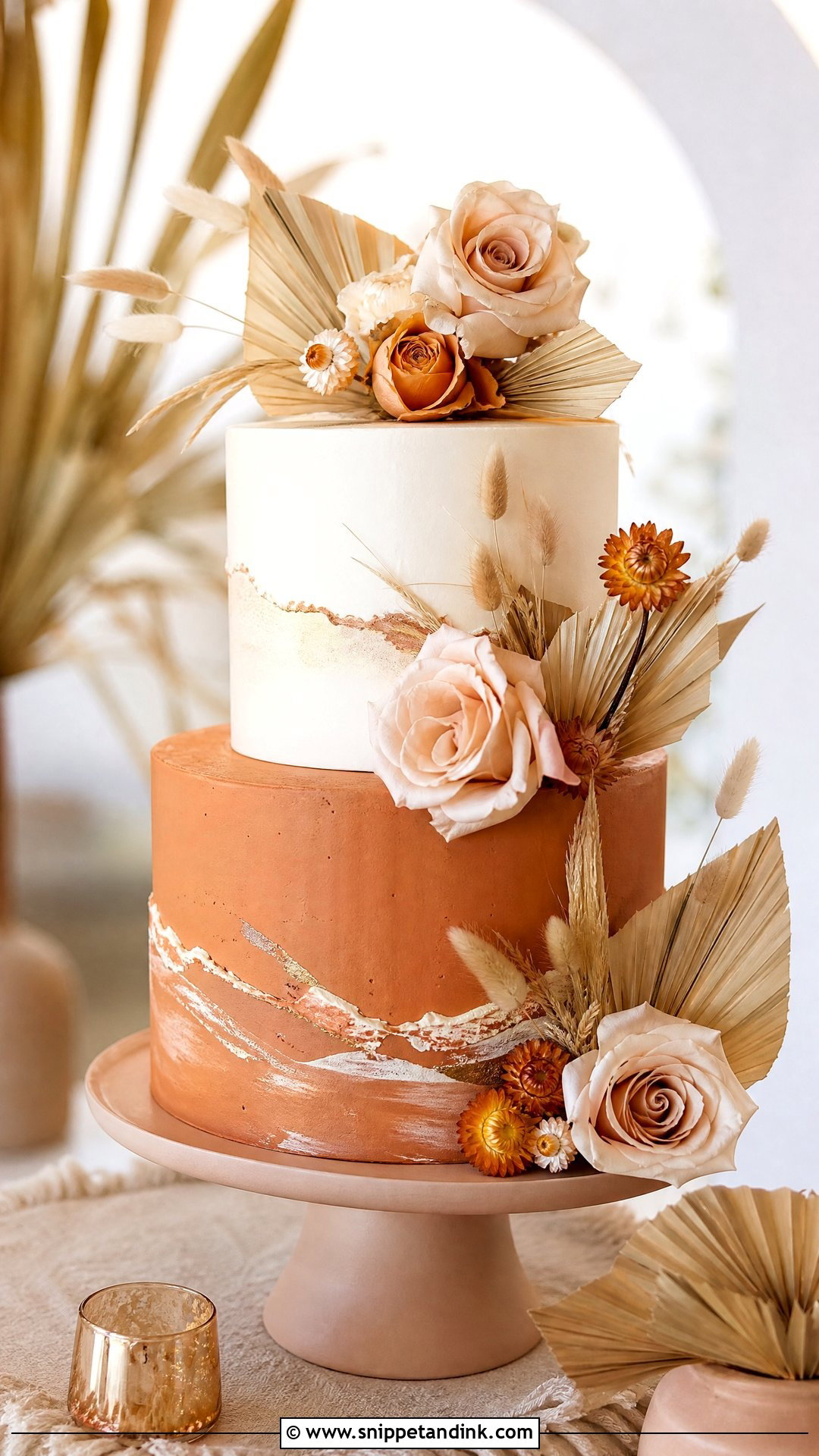 Boho Terracotta Wedding Cake - Snippet and Ink - 25 Boho Cake Design Ideas for Wedding