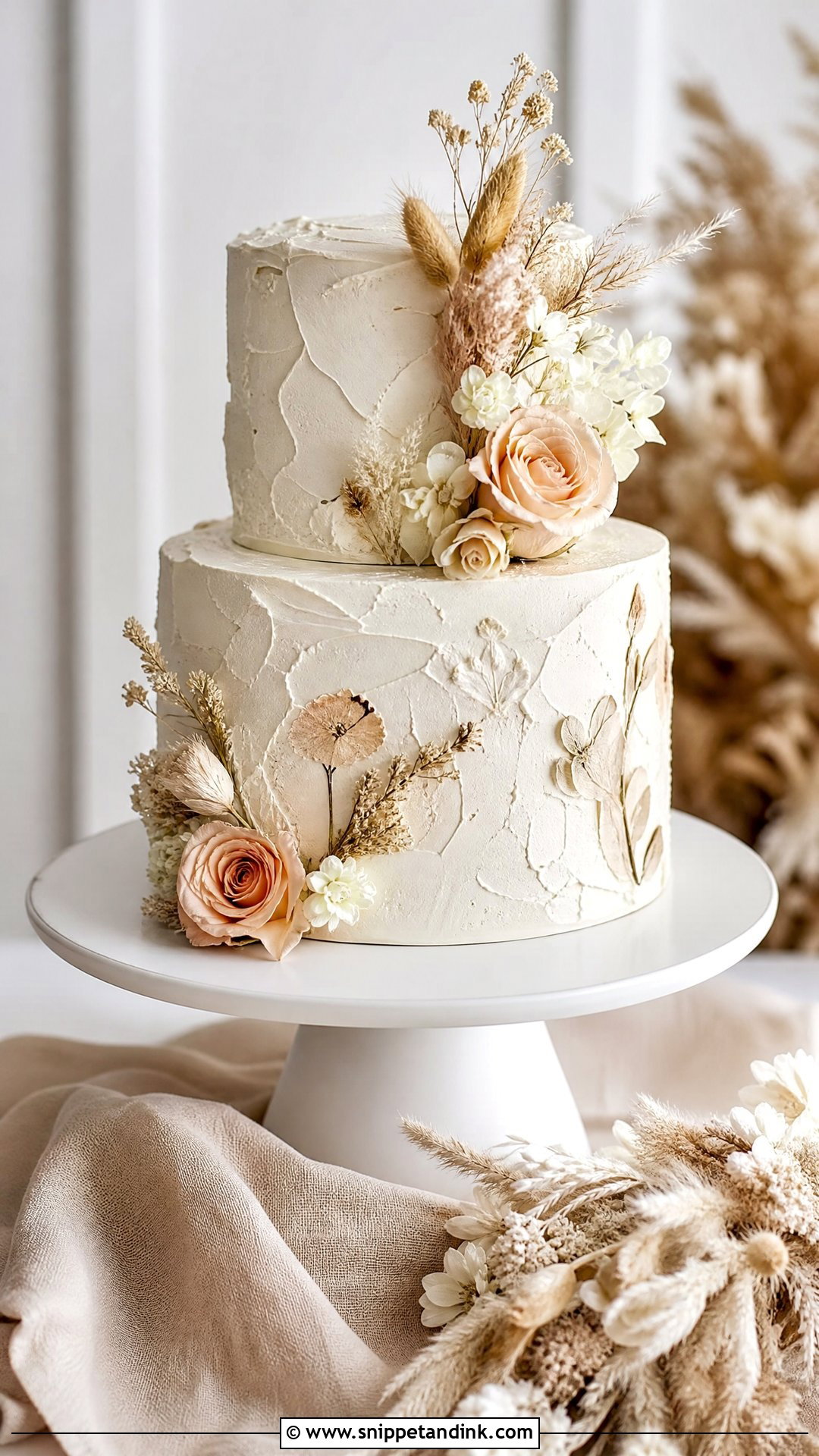 Boho Textured Buttercream Wedding Cake - Snippet and Ink - 25 Boho Cake Design Ideas for Wedding