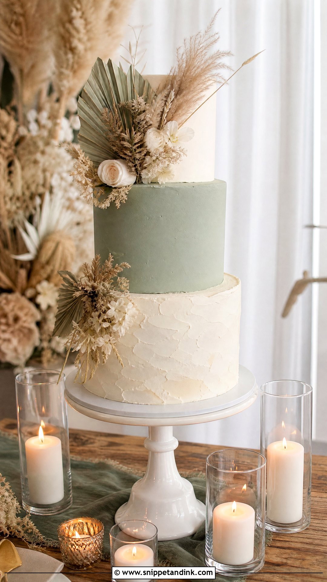 Boho Three Tier Wedding Cake - Snippet and Ink - 25 Boho Cake Design Ideas for Wedding
