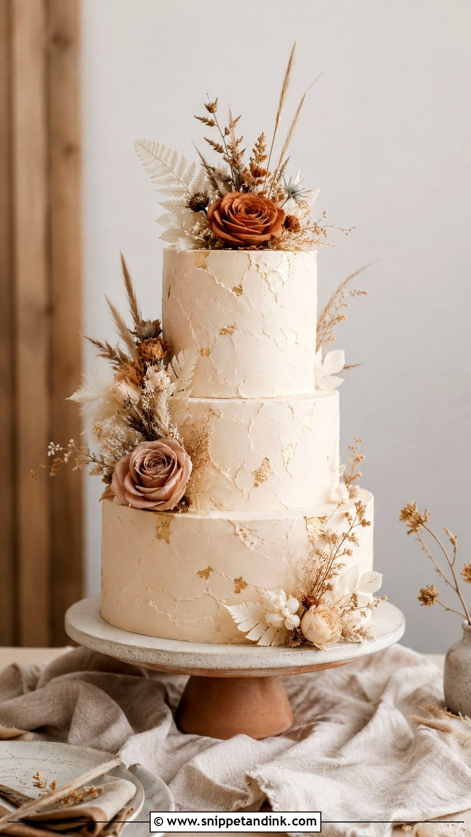 Boho Tiered Wedding Cake - Snippet and Ink - 30 Tiered Wedding Cakes