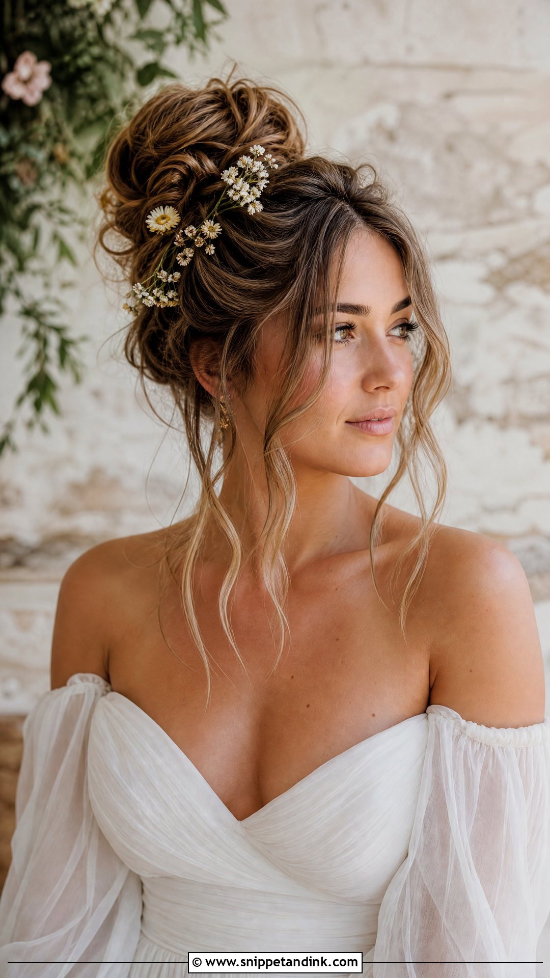 Boho Top Knot With Tendrils - Snippet and Ink - 20 Bohemian Bridal Hair Ideas