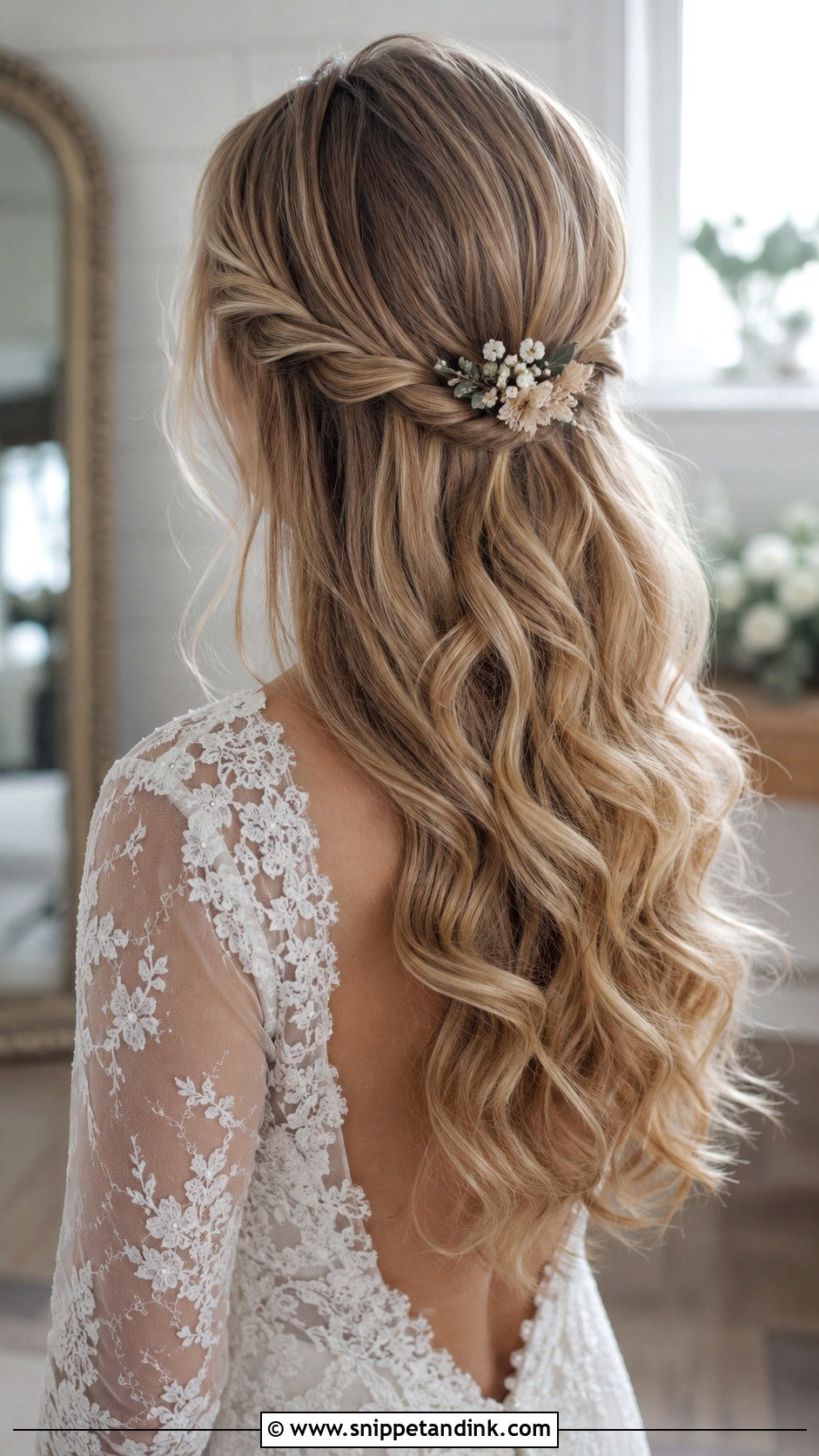 Boho Twisted Half Up Wedding Hair - Snippet and Ink - 20 Boho Wedding Hairstyles for Long Hair