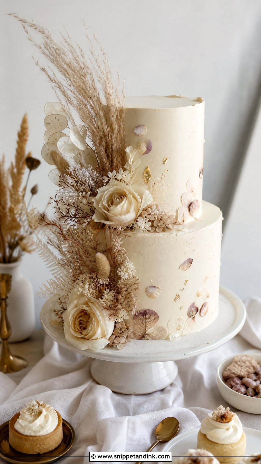 Boho Two Tier Wedding Cake - Snippet and Ink - 25 Boho Cake Design Ideas for Wedding