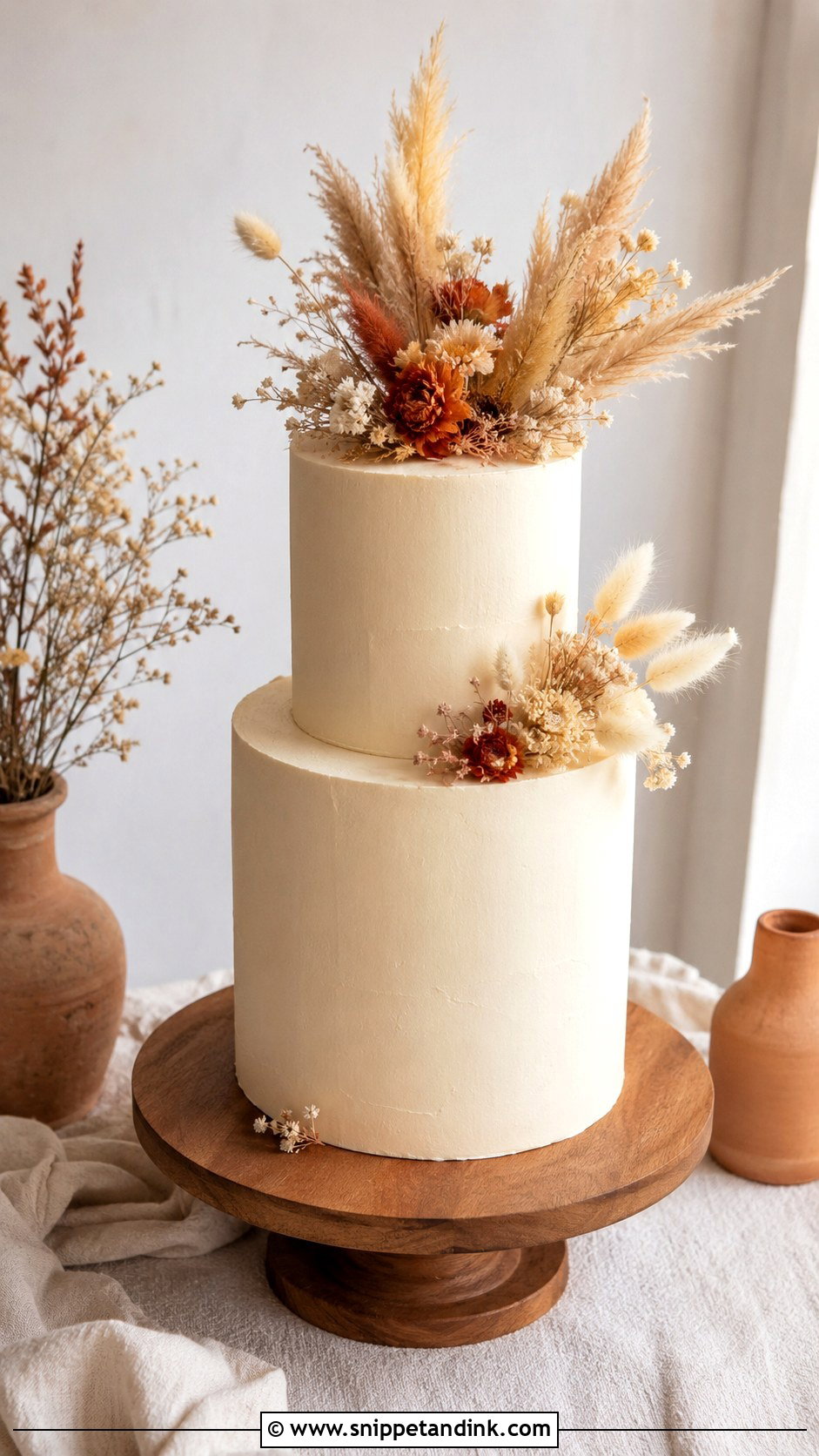 Boho Two Tier Wedding Cake - Snippet and Ink - 20 Boho Style Cake Ideas for Wedding