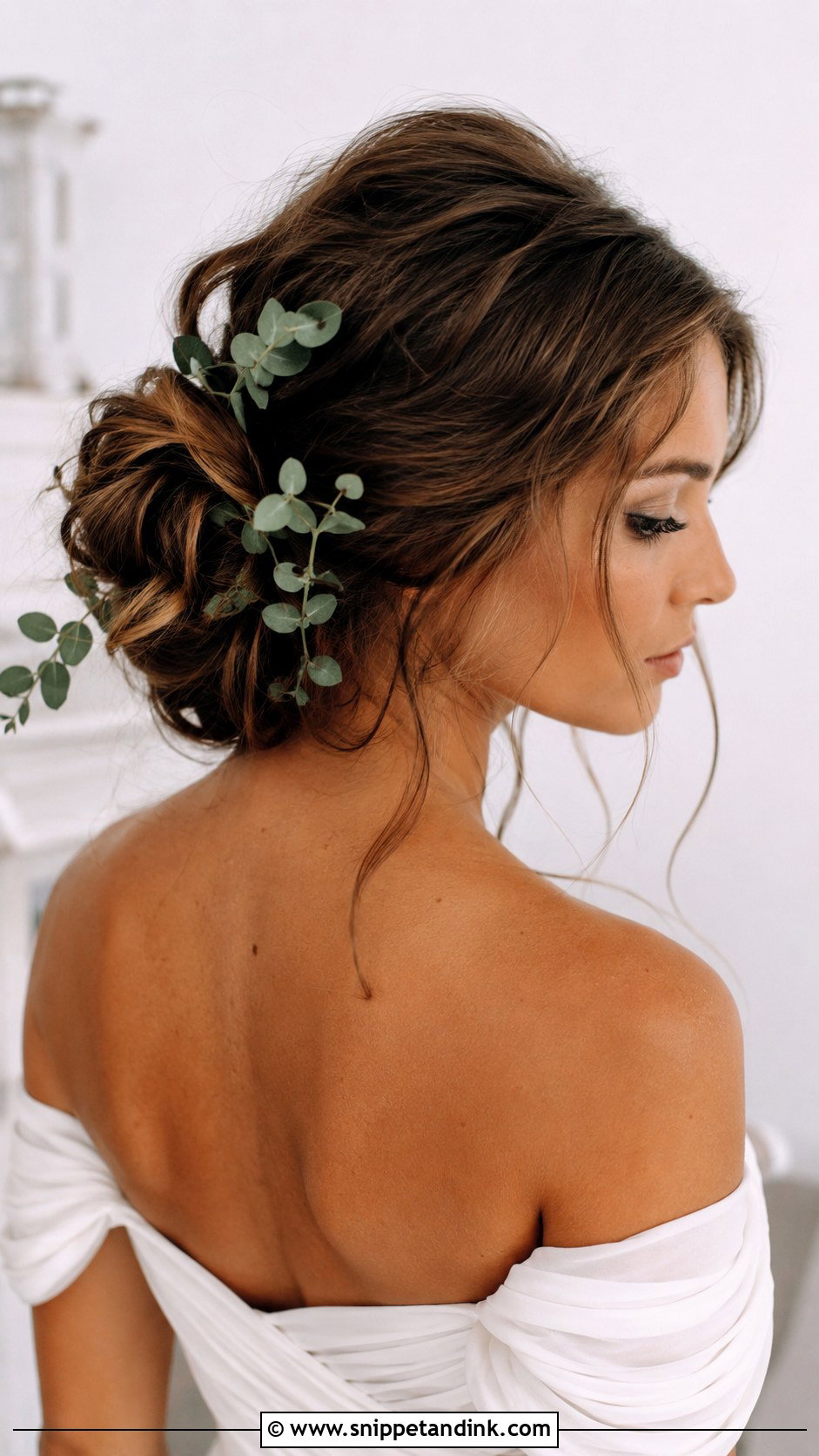 Boho Updo With Greenery - Snippet and Ink - 20 Boho Bride Hairstyles