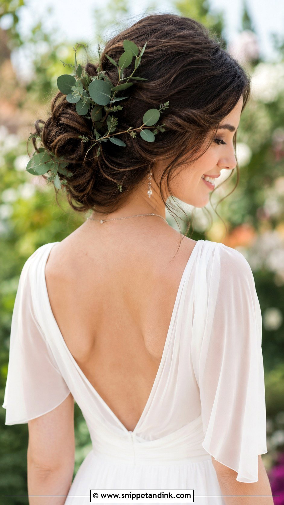 Boho Updo With Greenery - Snippet and Ink - 25 Boho Bride Hair Ideas
