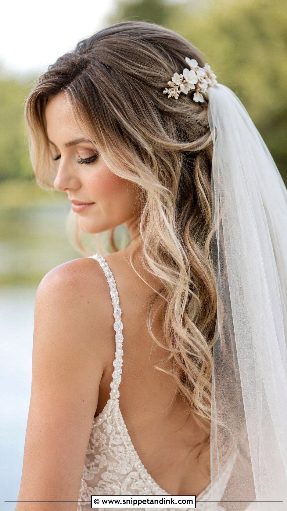 Boho Veil With Loose Waves - Snippet and Ink - 25 Boho Bride Hair Ideas