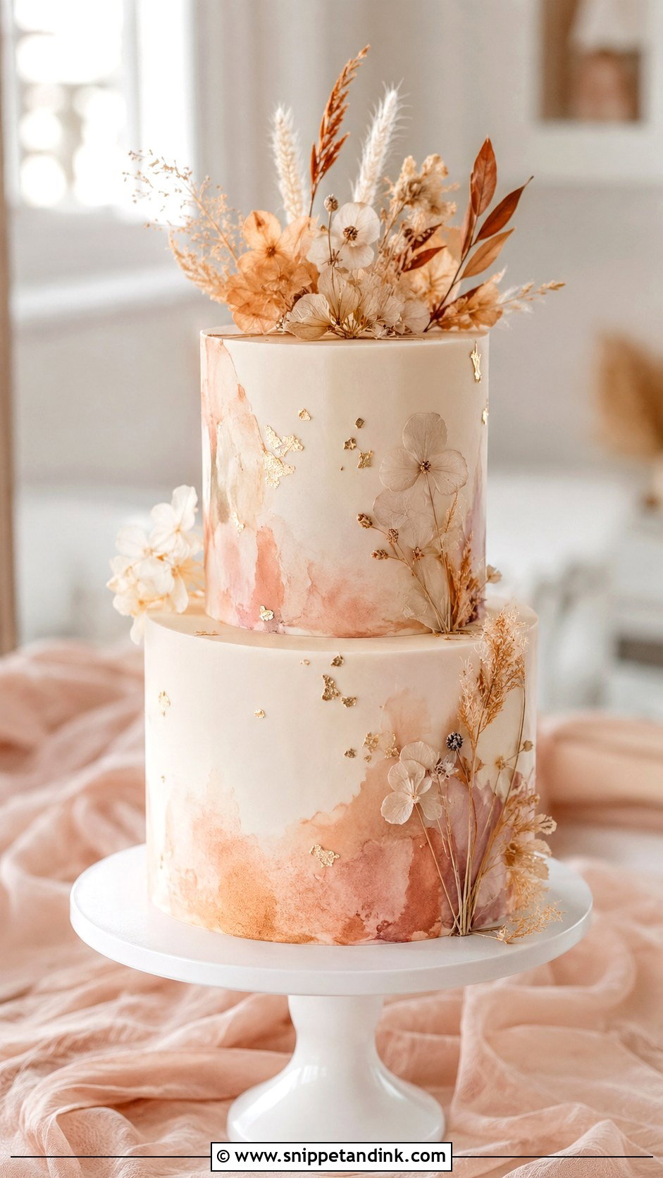 Boho Watercolor Wedding Cake - Snippet and Ink - 20 Boho Style Cake Ideas for Wedding