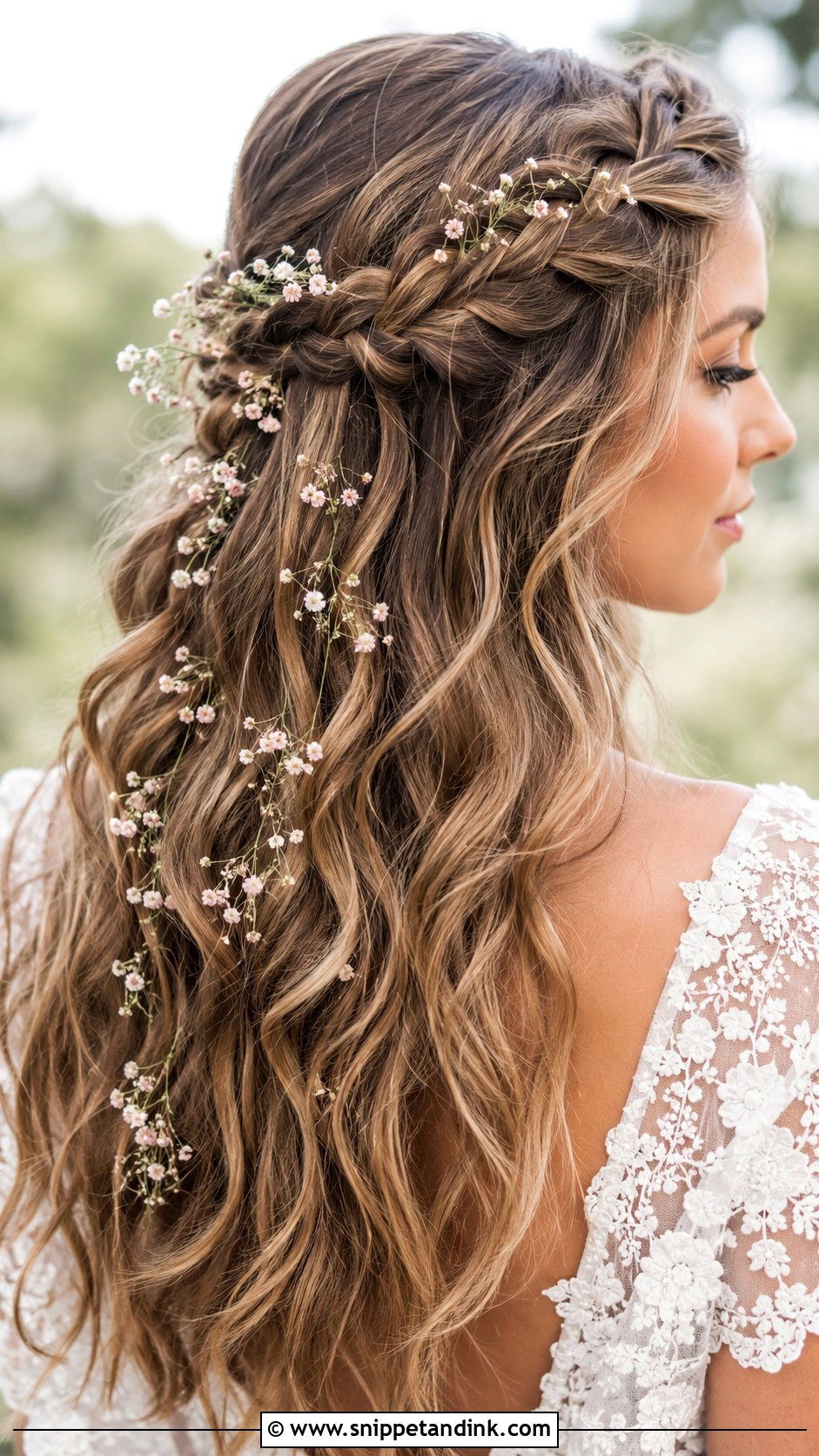 Boho Waterfall Braid - Snippet and Ink - 30 Long Hair Wedding Styles
