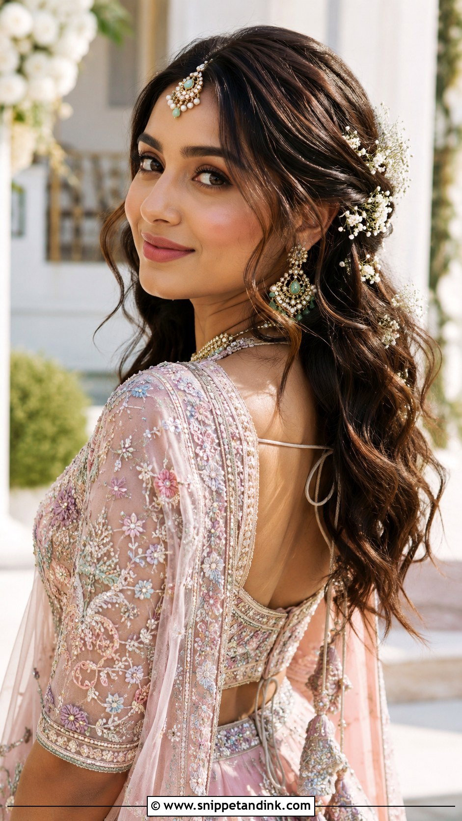 Boho Waves With Babys Breath - Snippet and Ink - 25 Indian Bridal Open Hairstyles