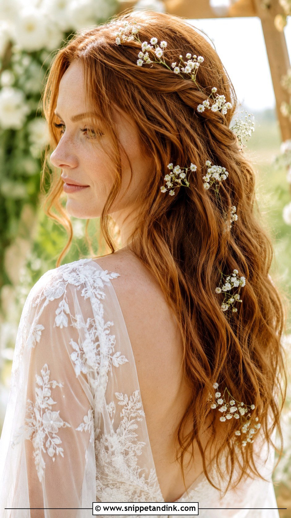 Boho Waves With Babys Breath - Snippet and Ink - 25 Fairy Wedding Hair Ideas