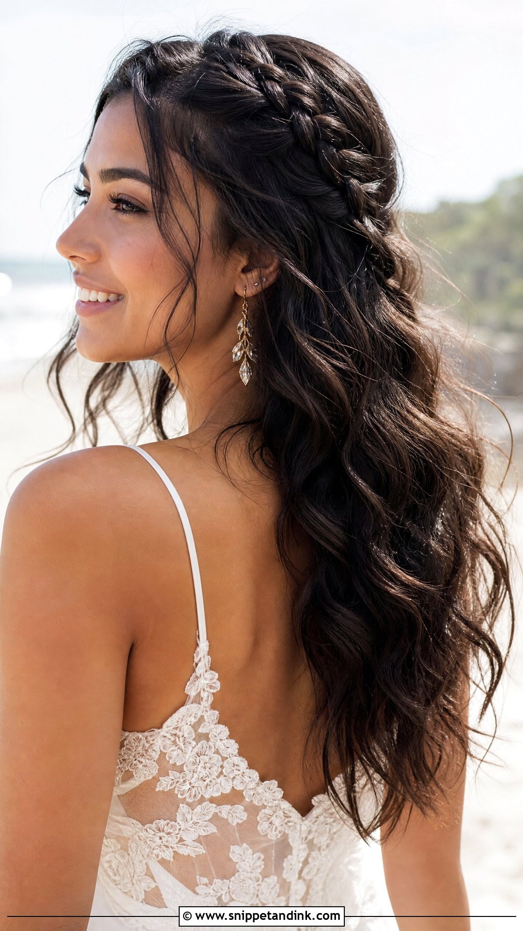 Boho Waves With Braided Detail - Snippet and Ink - 20 Wedding Guest Hairstyles for Medium Hair