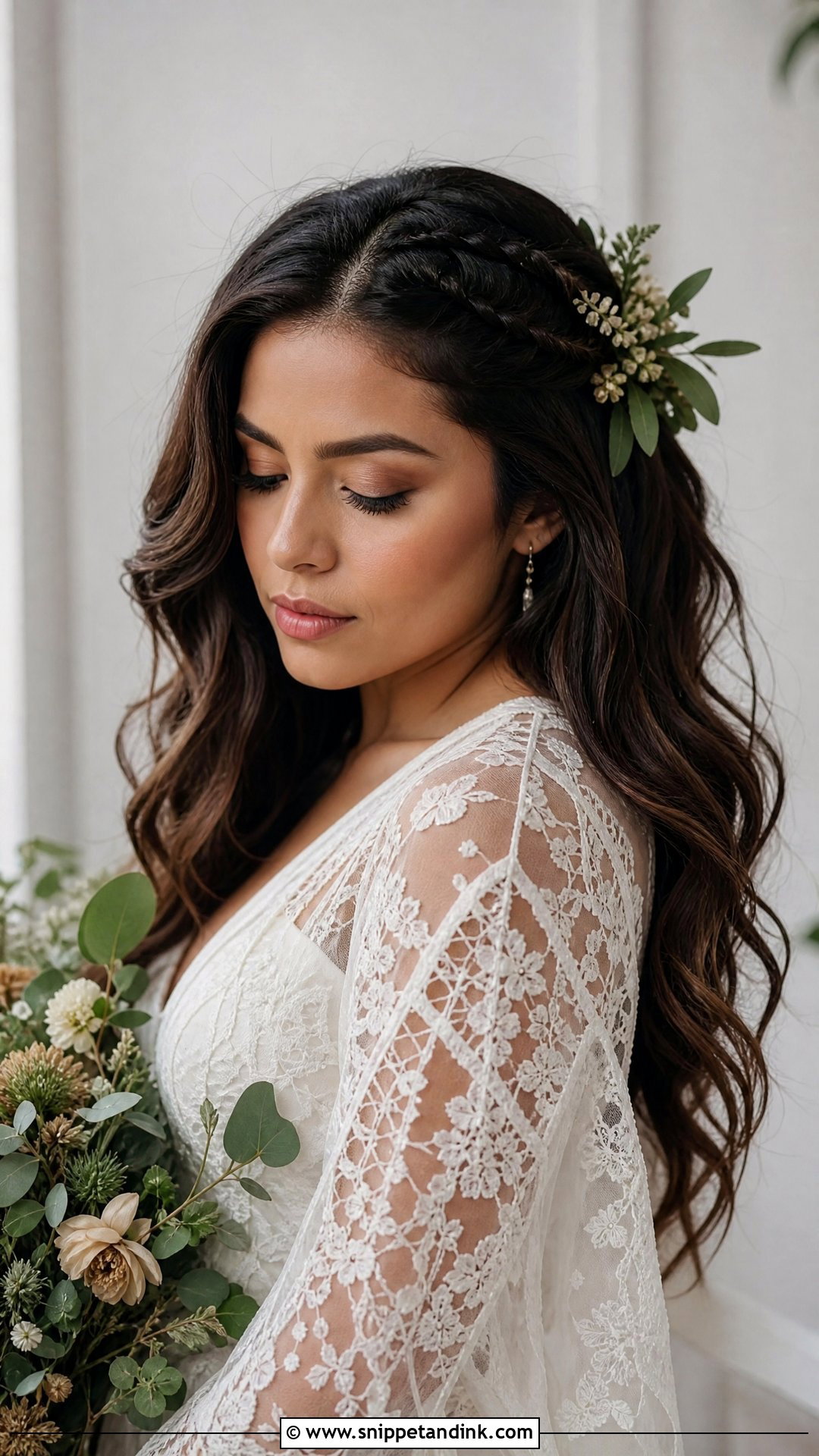 Boho Waves With Braids - Snippet and Ink - 20 Bride Hairstyles Front View