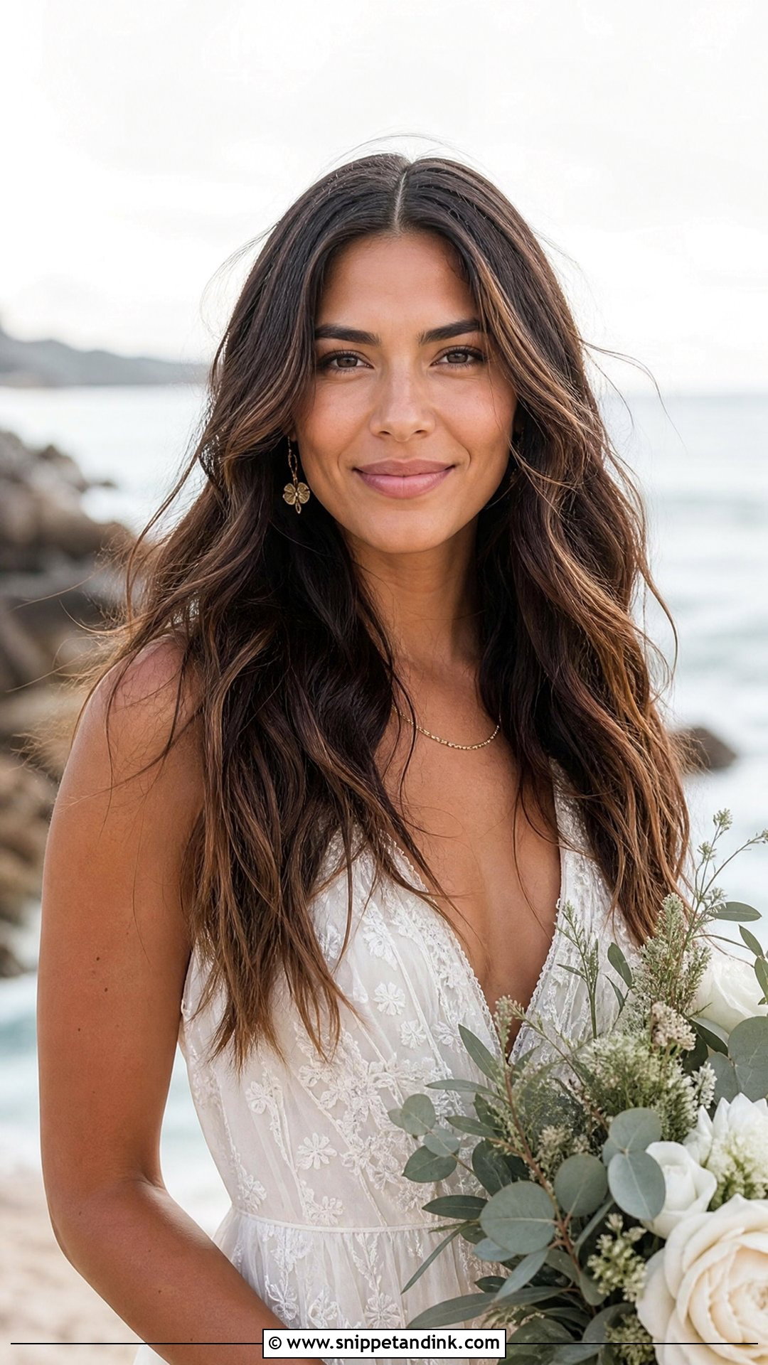 Boho Waves With Center Part - Snippet and Ink - 20 Timeless Wedding Hair Ideas