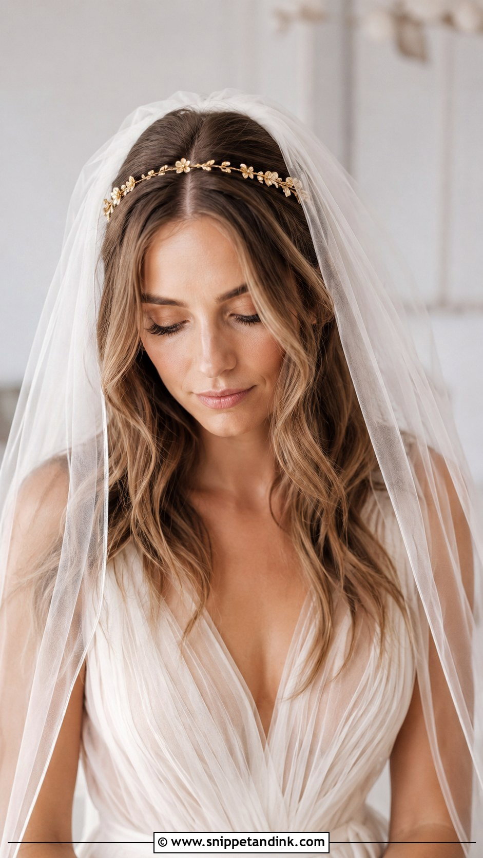 Boho Waves With Center Part - Snippet and Ink - 25 Long Bridal Hair Down Ideas