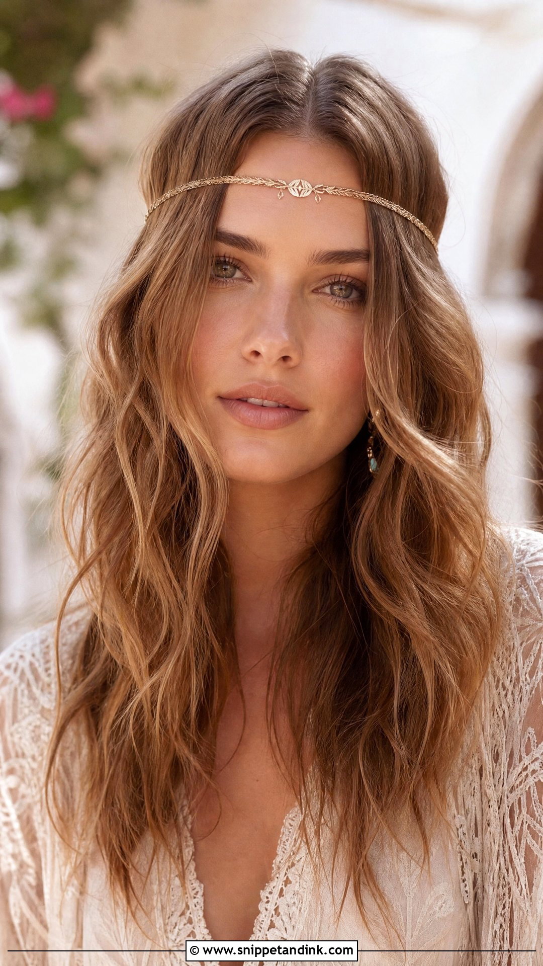Boho Waves With Center Part - Snippet and Ink - 20 Front Bridal Hairstyles