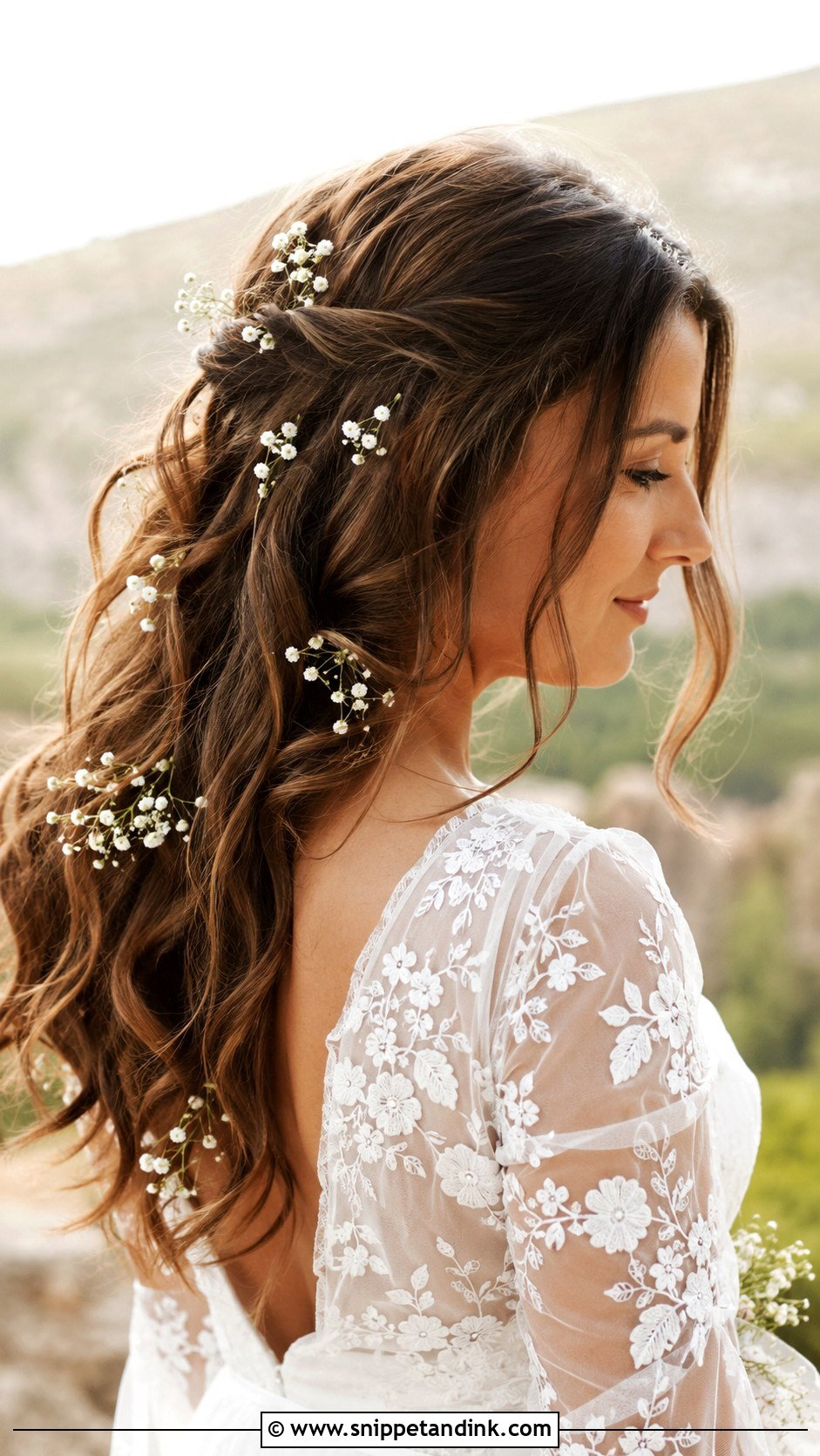 Boho Waves With Flowers - Snippet and Ink - 20 Simple Wedding Hairstyles Down