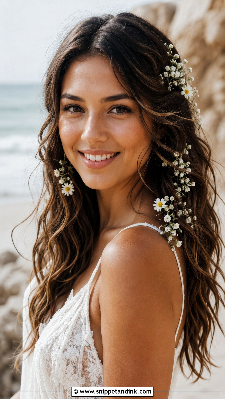 Boho Waves With Flowers - Snippet and Ink - 20 Wedding Hairs