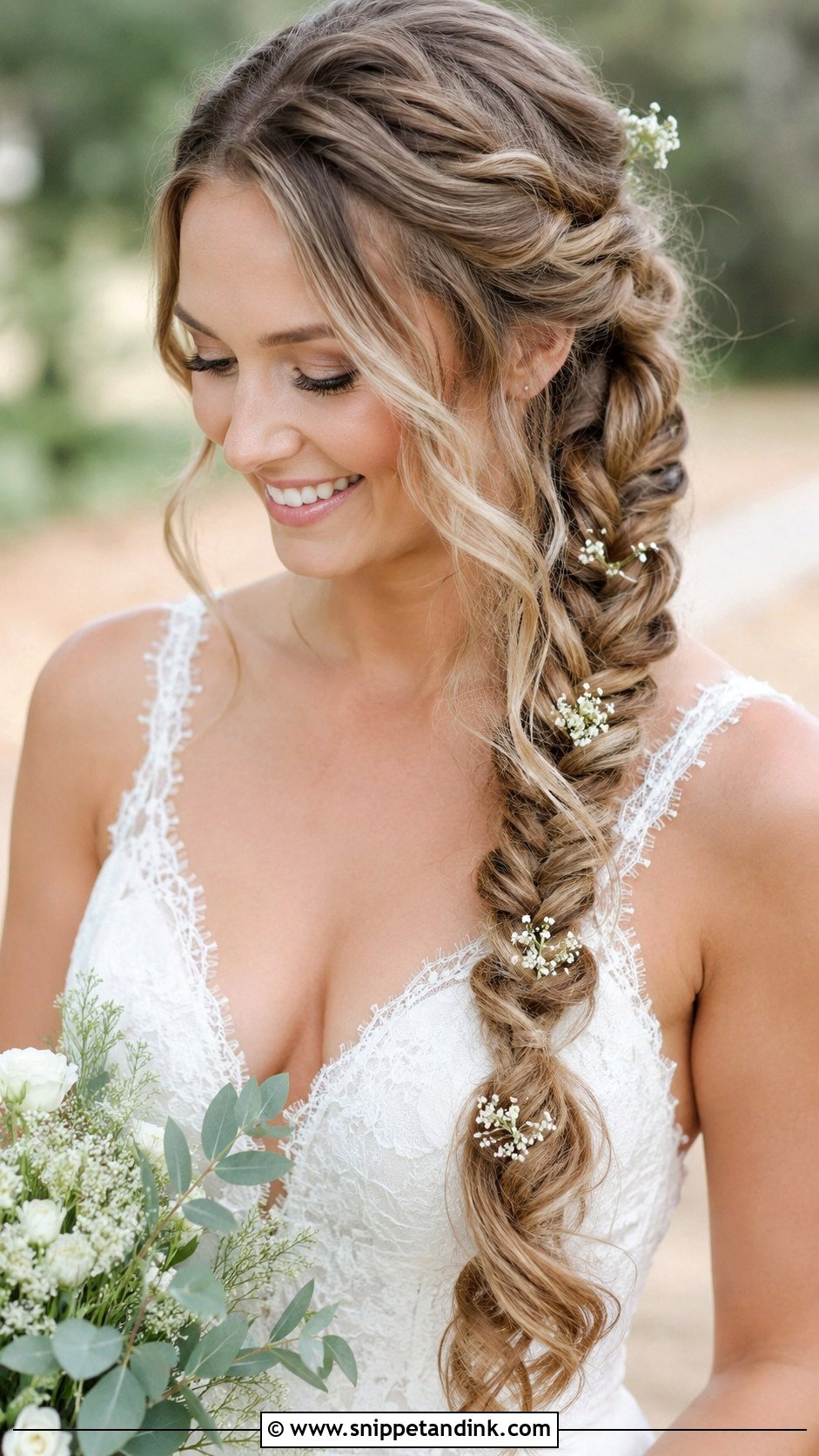 Boho Waves With Flowers Wedding Hairstyle - Snippet and Ink - 20 Unique Wedding Hair Ideas