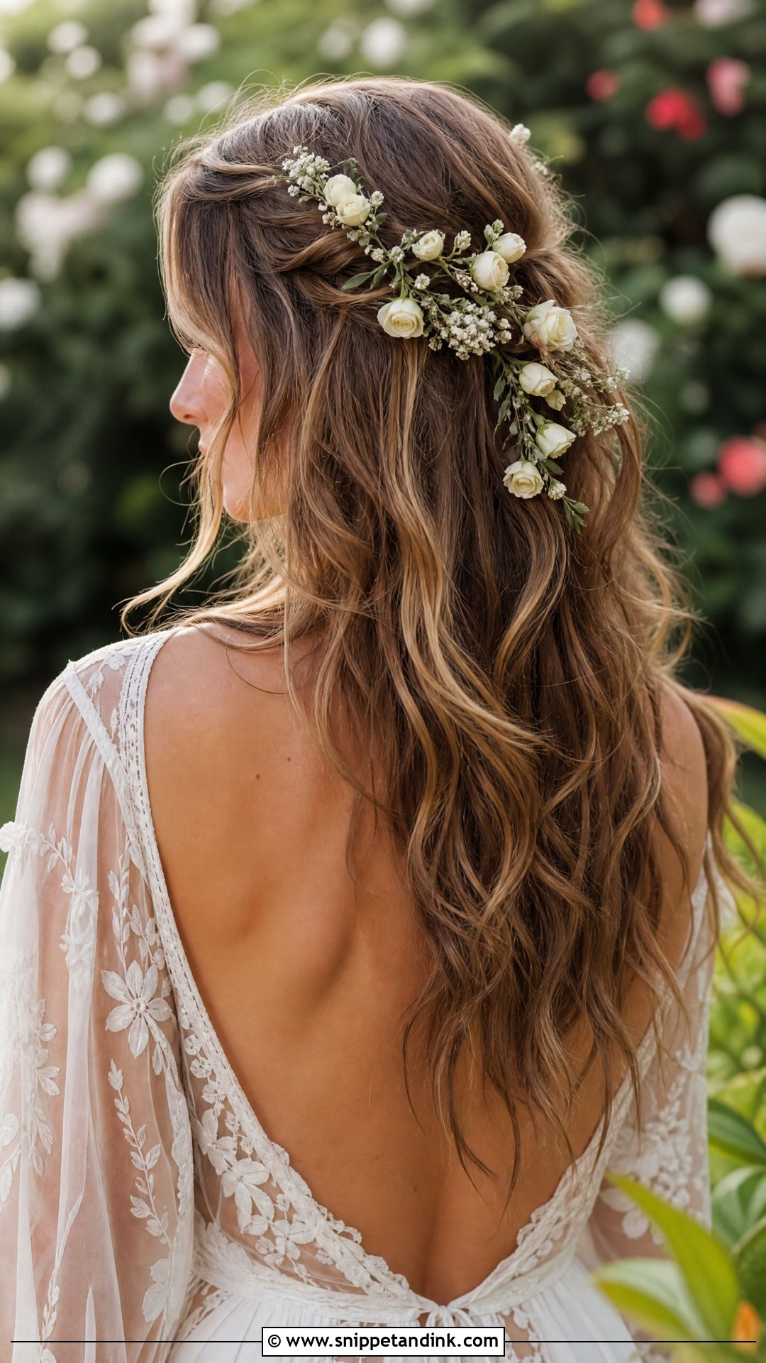 Boho Waves With Flowers Wedding Hairstyle - Snippet and Ink - 20 New Hairstyle for Wedding Ideas