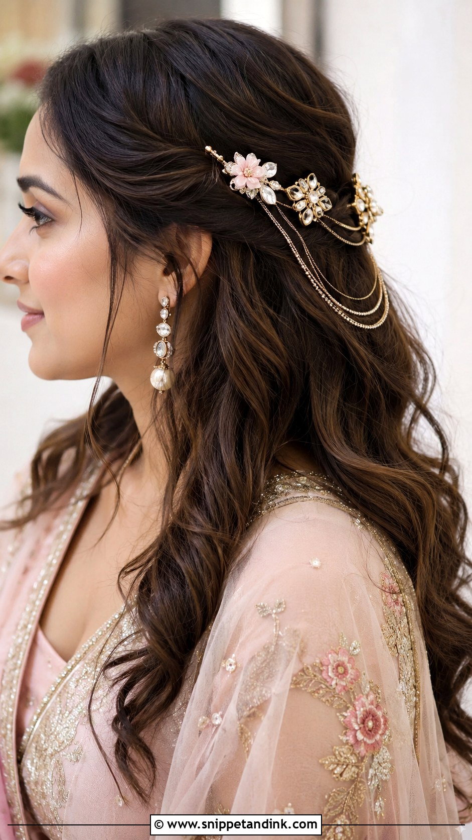 Boho Waves With Hair Accessories - Snippet and Ink - 35 Mehndi Hairstyles