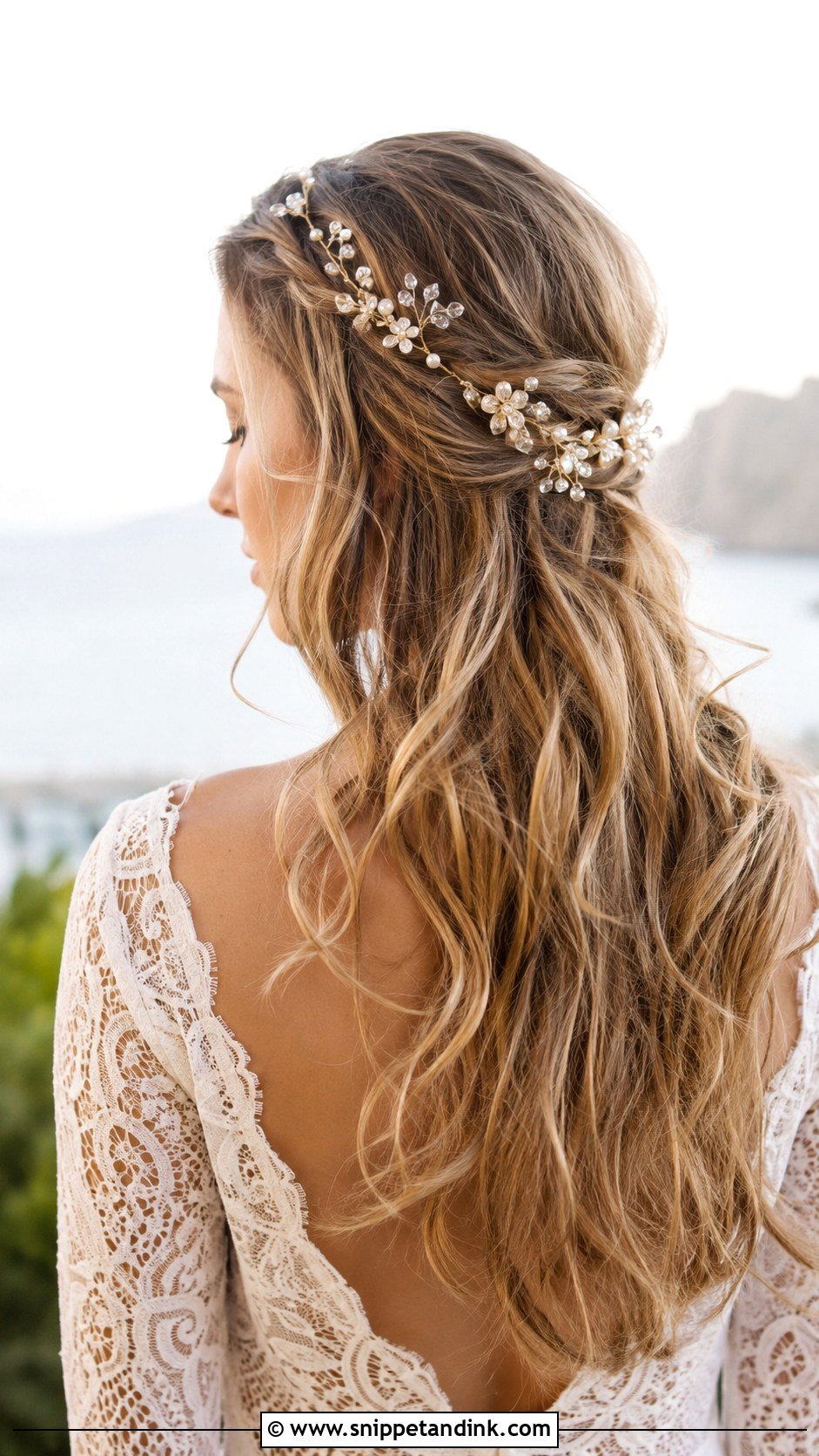 Boho Waves With Hair Vine - Snippet and Ink - 20 Bride with Open Hair Ideas