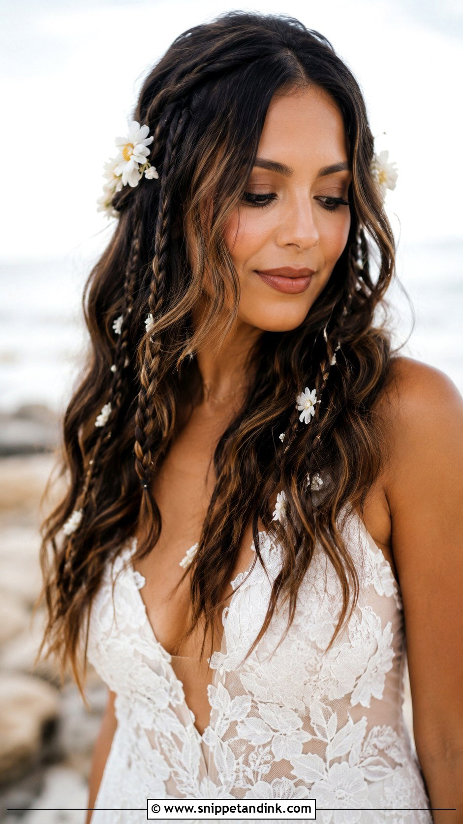 Boho Waves With Loose Braids - Snippet and Ink - 20 Modern Wedding Hairstyles