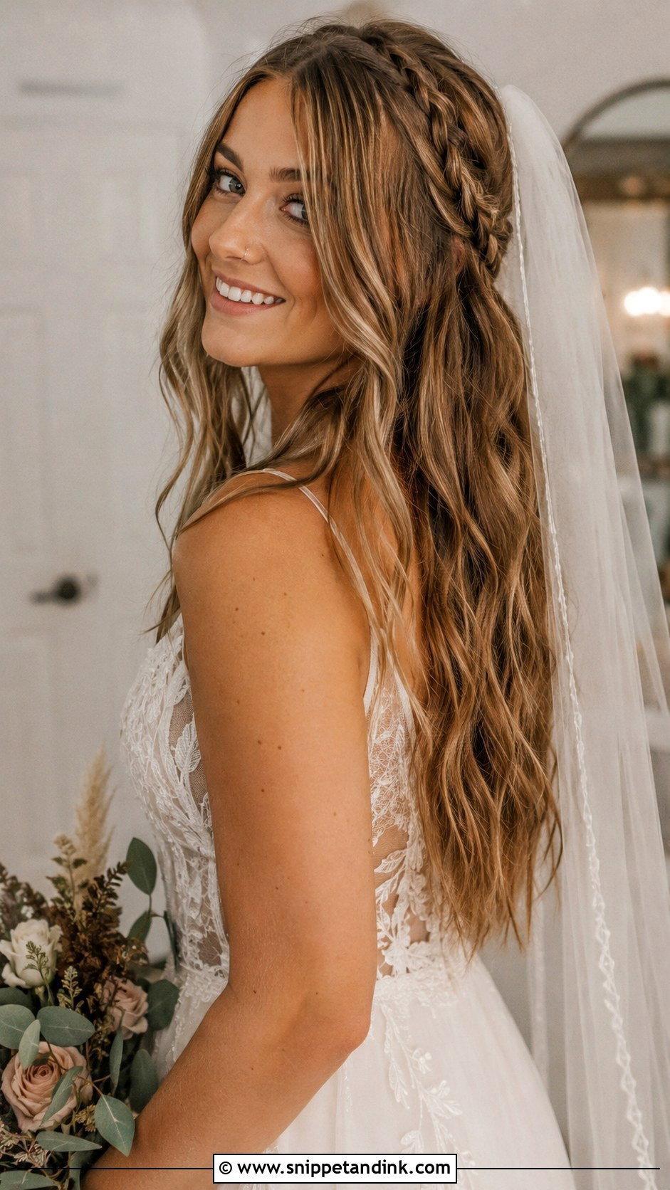 Boho Waves With Veil - Snippet and Ink - 20 Hairstyles with Veil