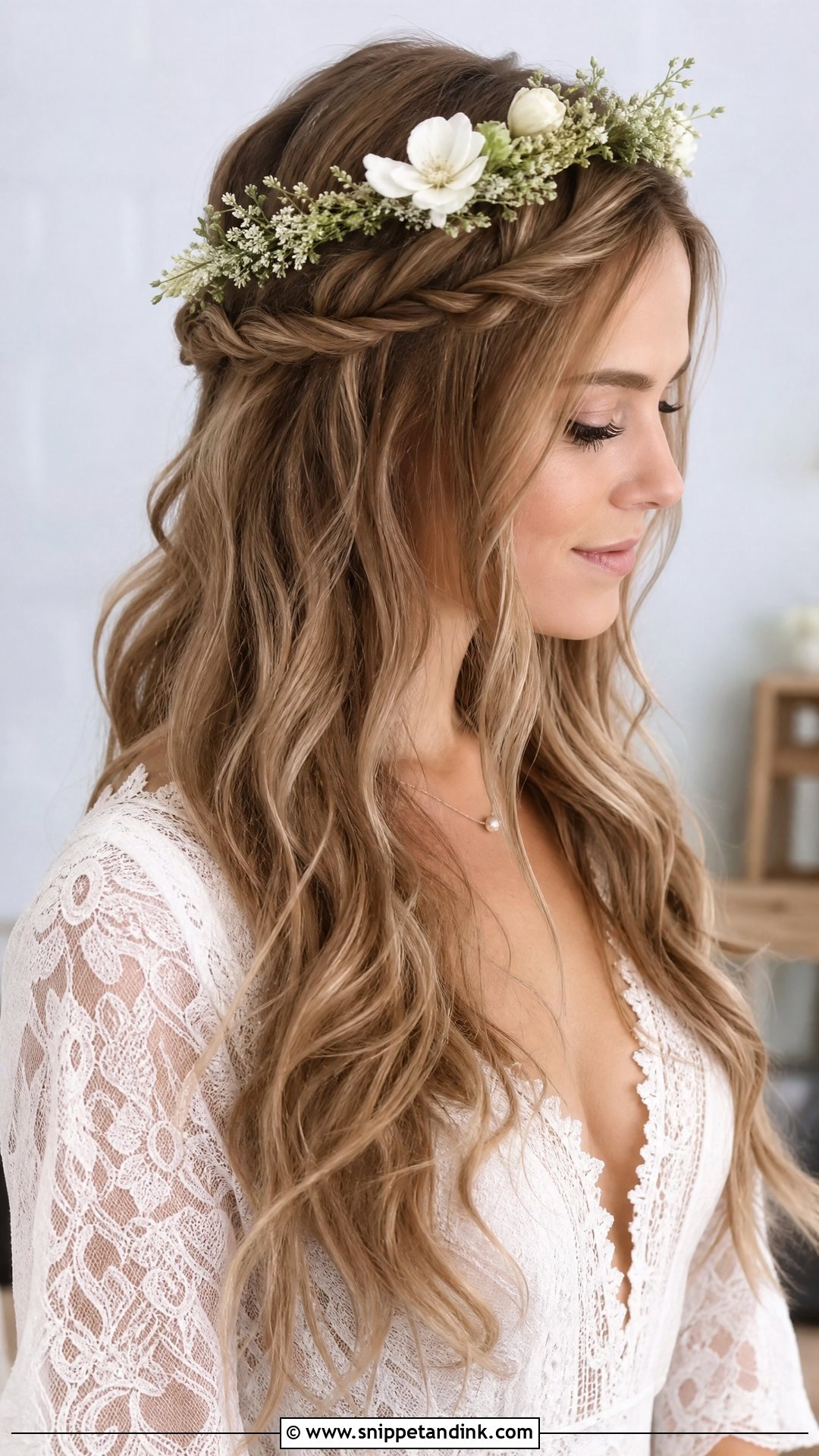 Boho Waves With a Twisted Accent - Snippet and Ink - 20 Medium Length Wedding Hair All Down Ideas