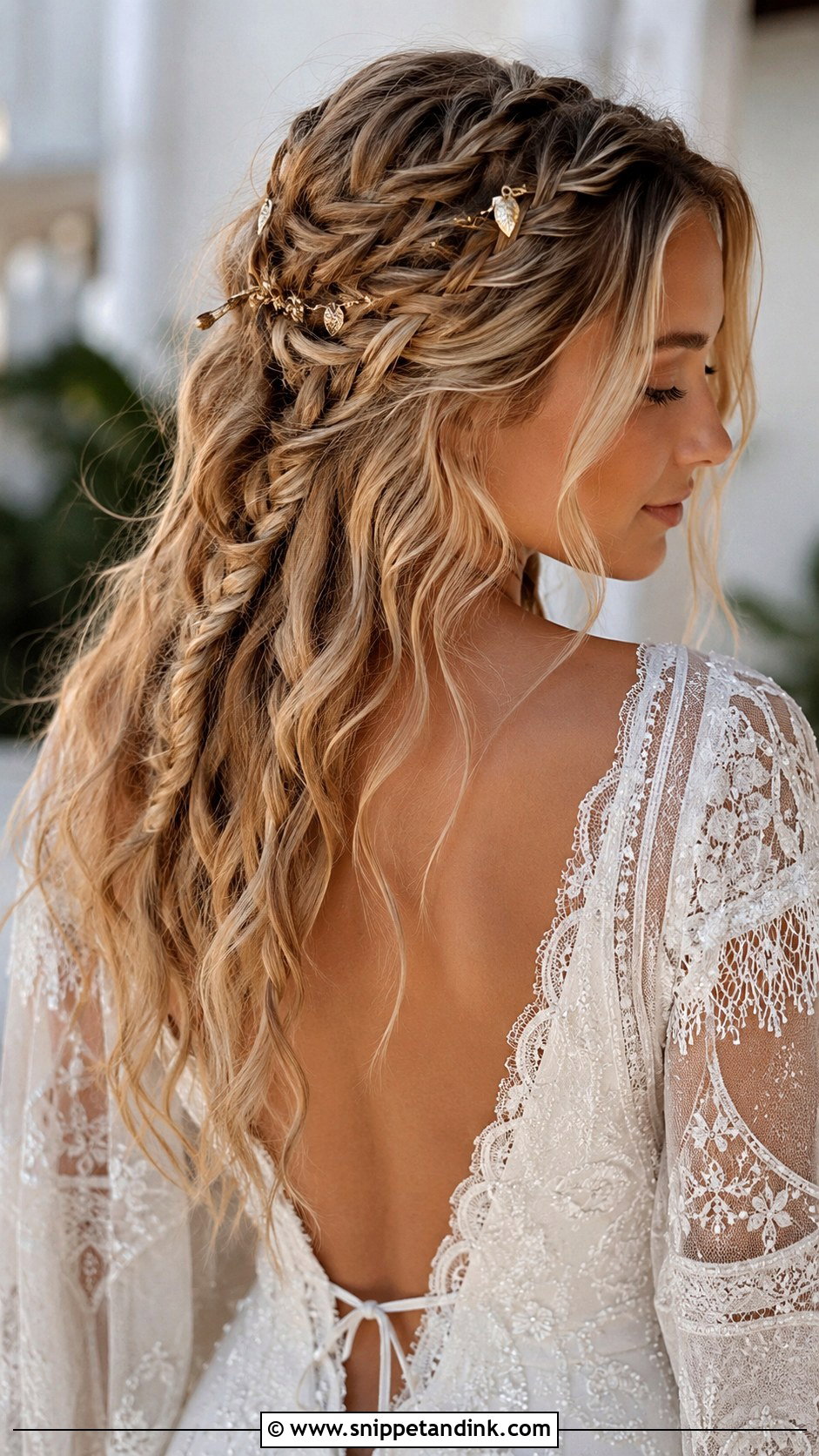 Boho Waves with Braided Accents - Snippet and Ink - 25 Bride Hairstyles Down