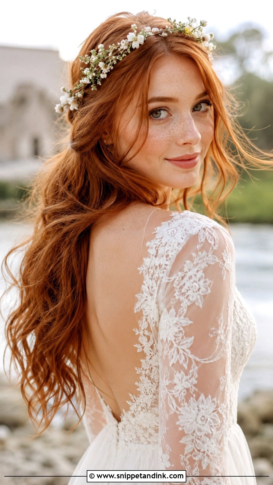Boho Waves with Floral Headband - Snippet and Ink - 30 Hair Styles for Long Hair for Weddings