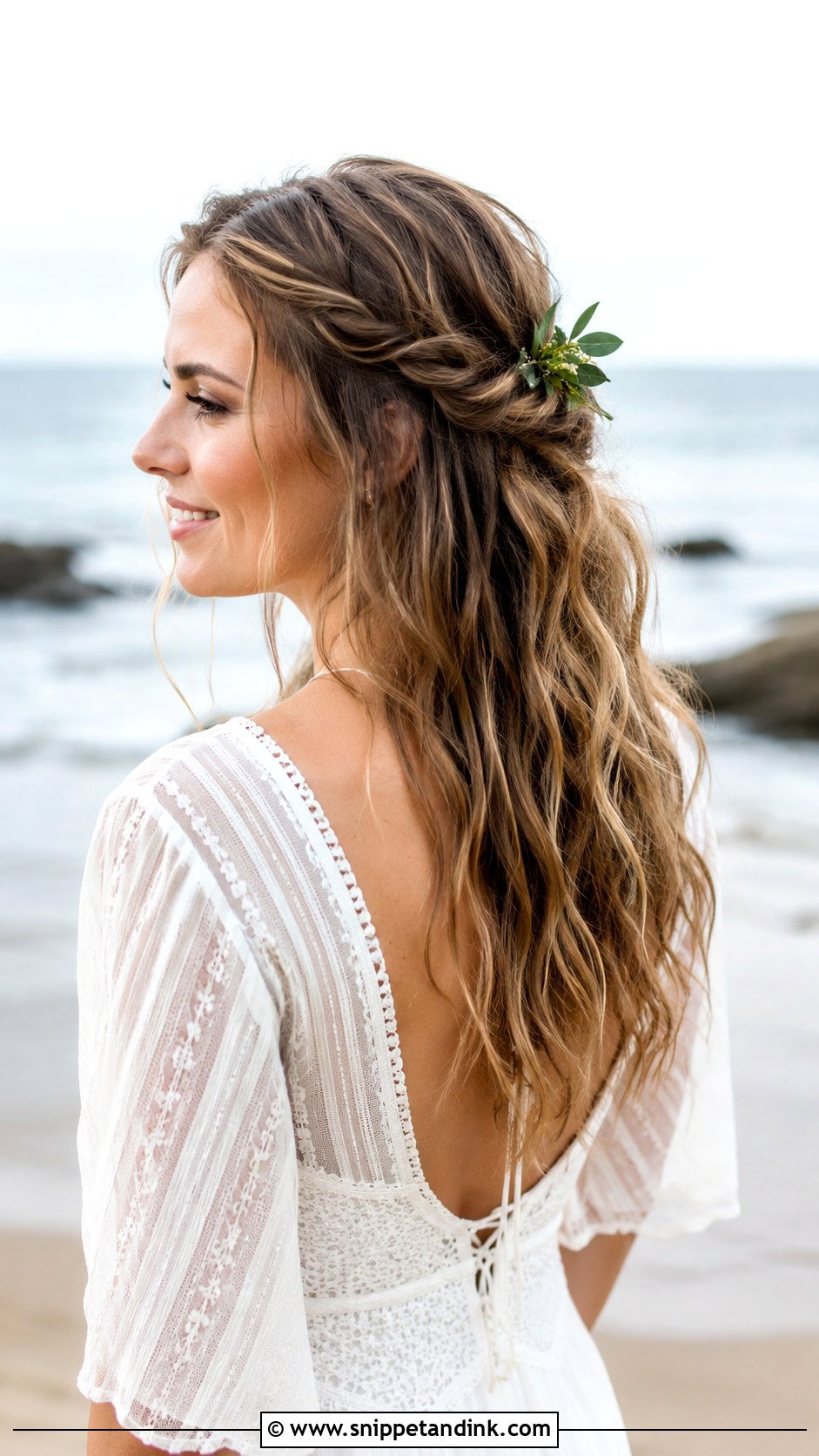 Boho Wavy Half Up With Twists - Snippet and Ink - 35 Hairstyles for Wedding