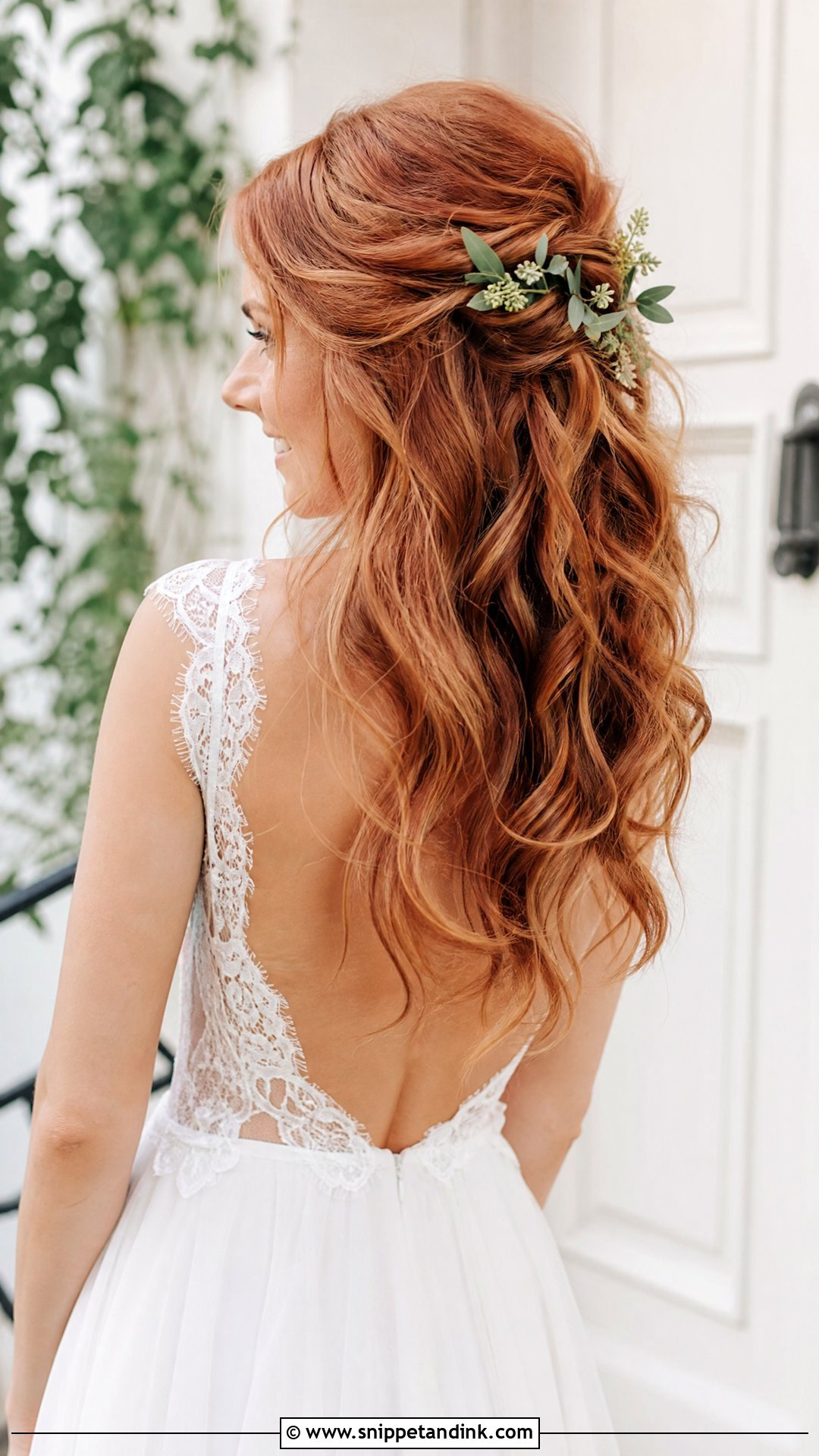 Boho Wavy Half Updo - Snippet and Ink - 20 Hair Design for Wedding Ideas