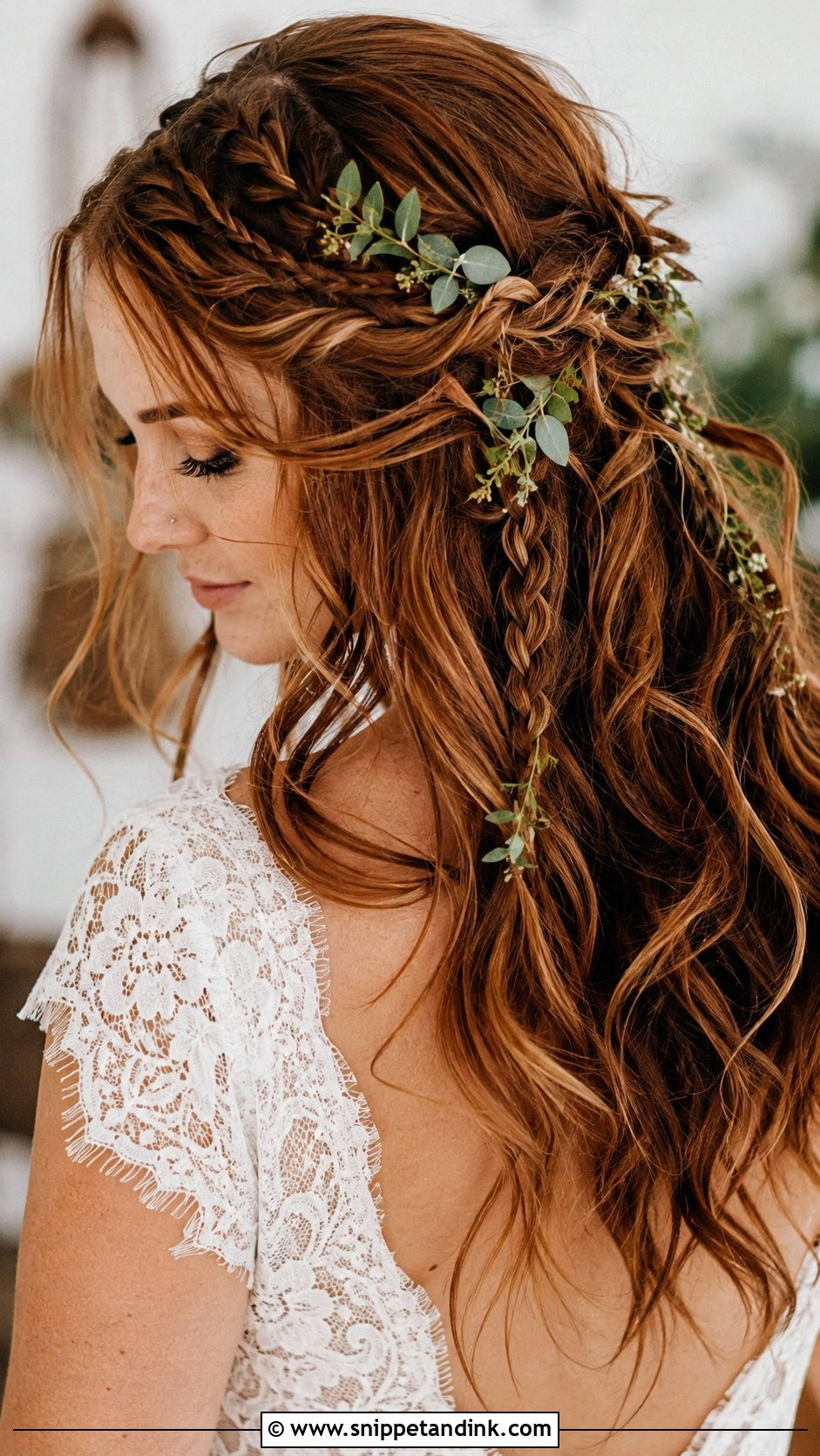 Boho Wavy Wedding Hairstyle With Braids - Snippet and Ink - 30 Wedding Hairstyles Down