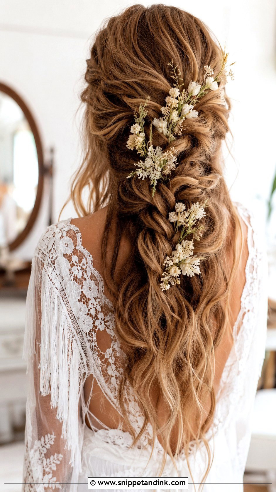 Boho Wedding Braid With Flowers - Snippet and Ink - 15 Wedding Hairstyles for Long Hair with Flowers