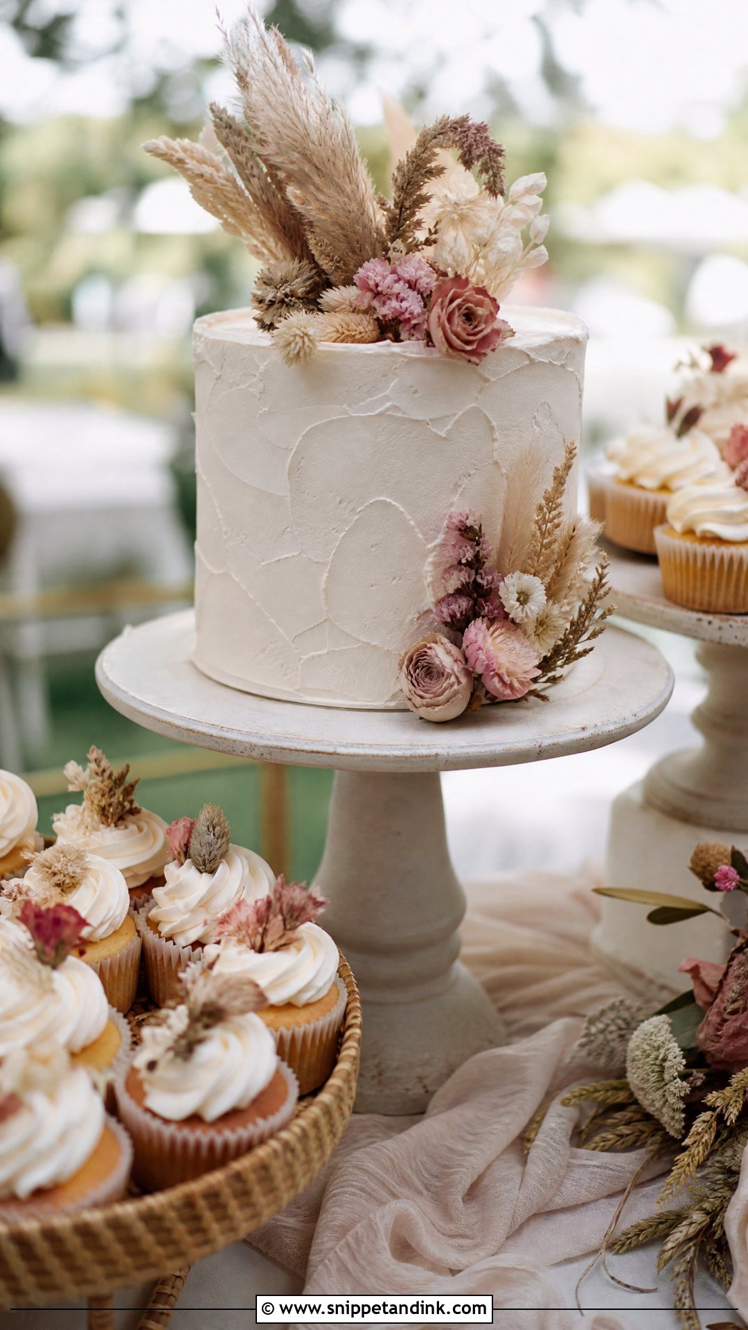 Boho Wedding Cake With Cupcakes - Snippet and Ink - 20 Wedding Cakes with Cupcakes