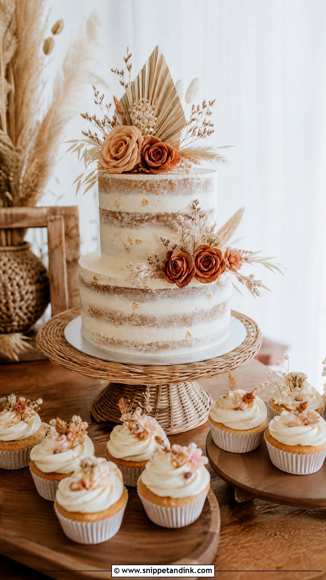 Boho Wedding Cake With Cupcakes - Snippet and Ink - 20 Wedding Cake with Cupcakes