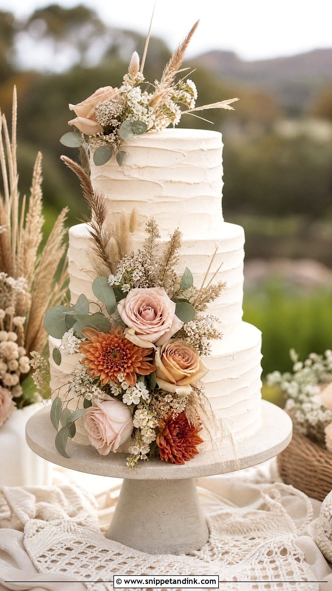 Boho Wedding Cake With Flowers - Snippet and Ink - 35 Cakes with Flowers for Wedding