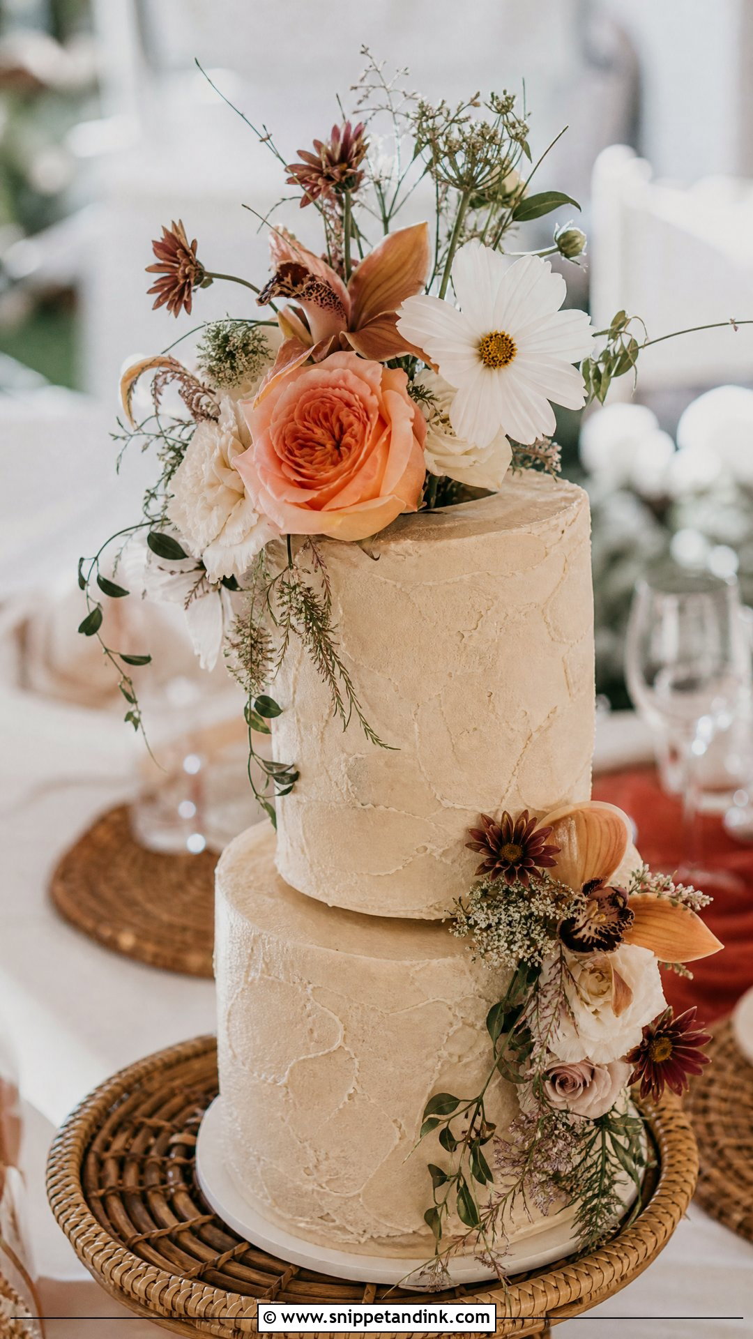 Boho Wedding Cake With Fresh Flowers - Snippet and Ink - 25 Cake Ideas with Fresh Flowers for Wedding